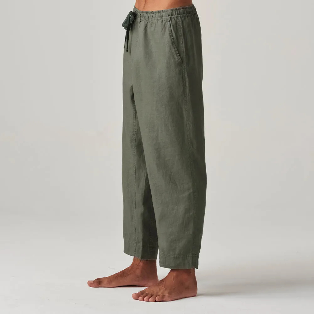 100% Linen Pants in Khaki - Mens