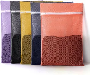 5Pcs Sturdy Mesh Laundry Bags for Delicates, Lingerie, Bras, Travel and Organzie - 5 Color(14x20 Inch)