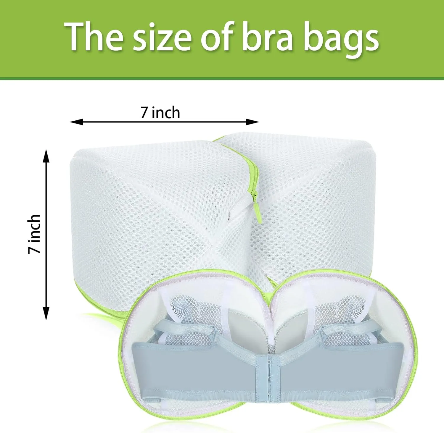6 Pieces Bra Washing Bag for Laundry Mesh Wash Lingerie Underwear Brassiere Washing Bags with Zipper for Women Laundry Storage(Green)