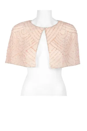 Adrianna Papell Crew Neck Embellished Illusion Mesh Bolero