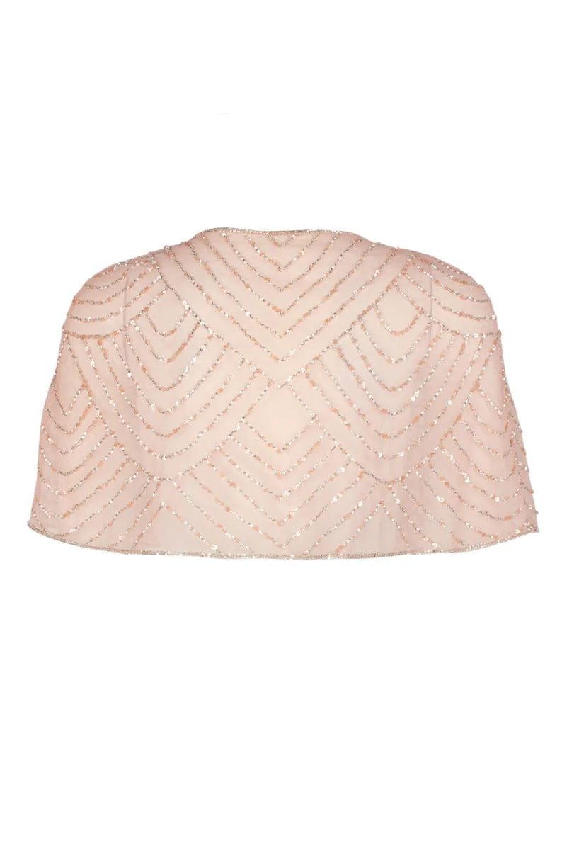 Adrianna Papell Crew Neck Embellished Illusion Mesh Bolero