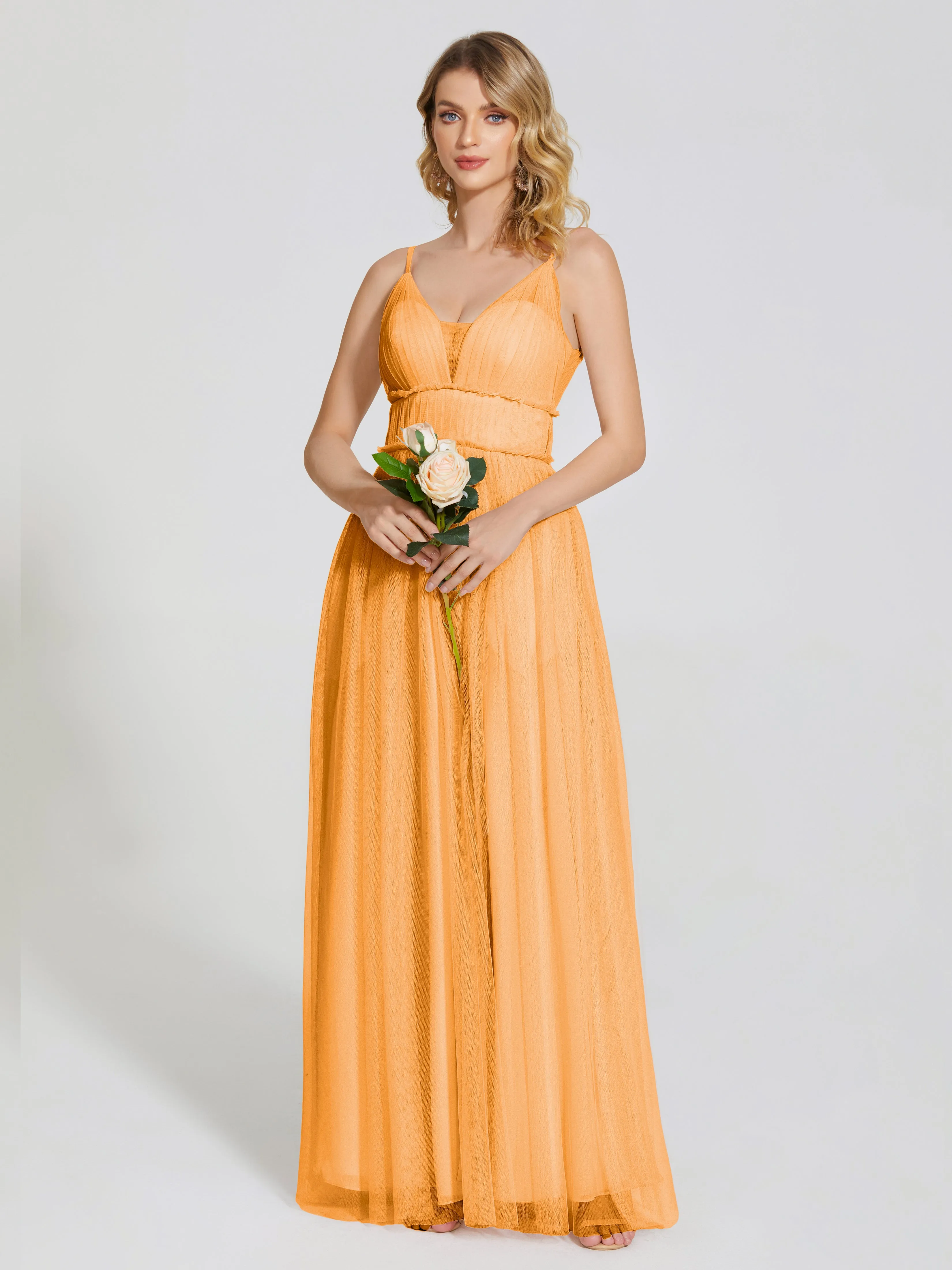 Alayna Elegant Spaghetti Straps Tulle Bridesmaid Dresses