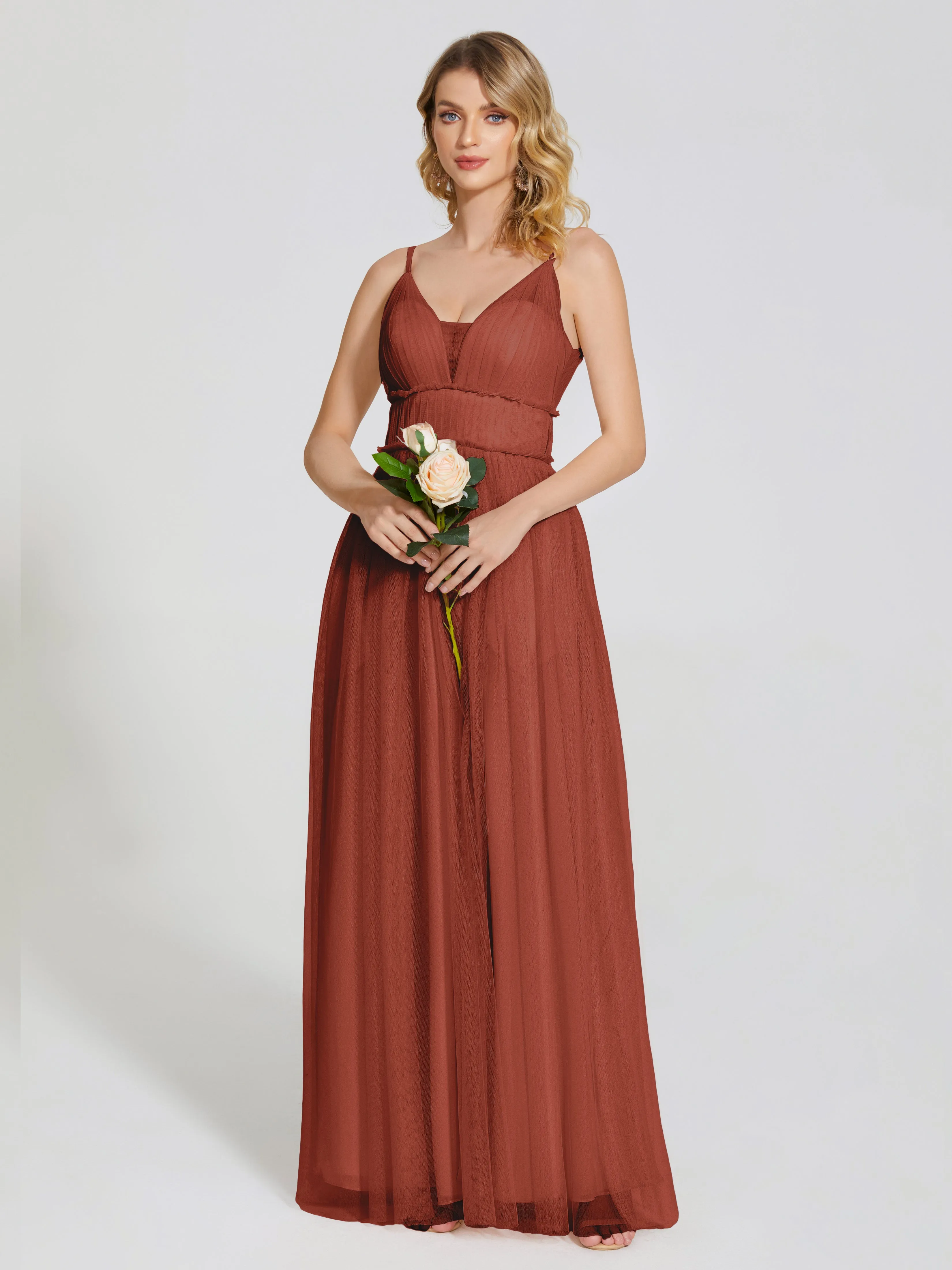 Alayna Elegant Spaghetti Straps Tulle Bridesmaid Dresses