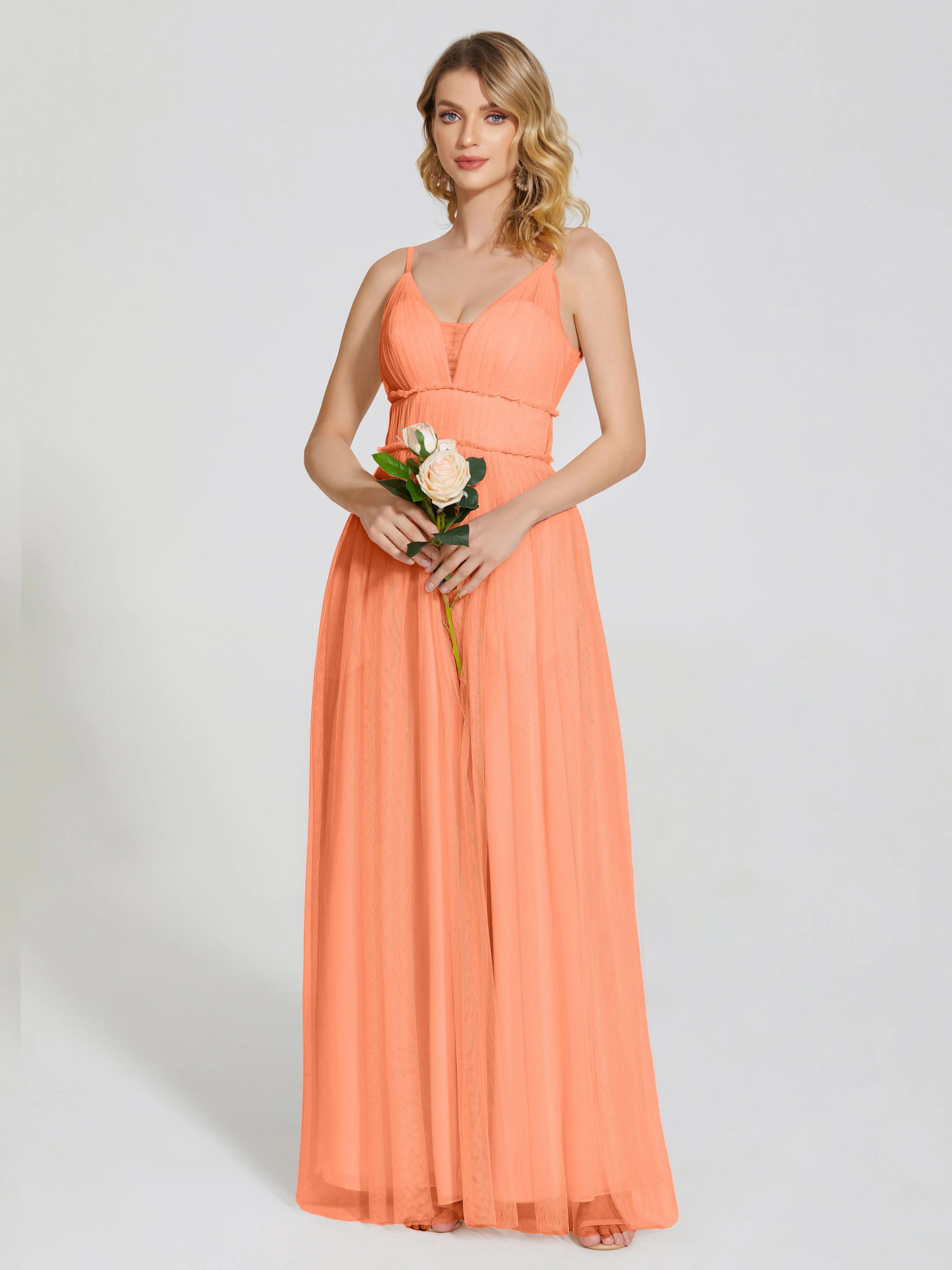 Alayna Elegant Spaghetti Straps Tulle Bridesmaid Dresses