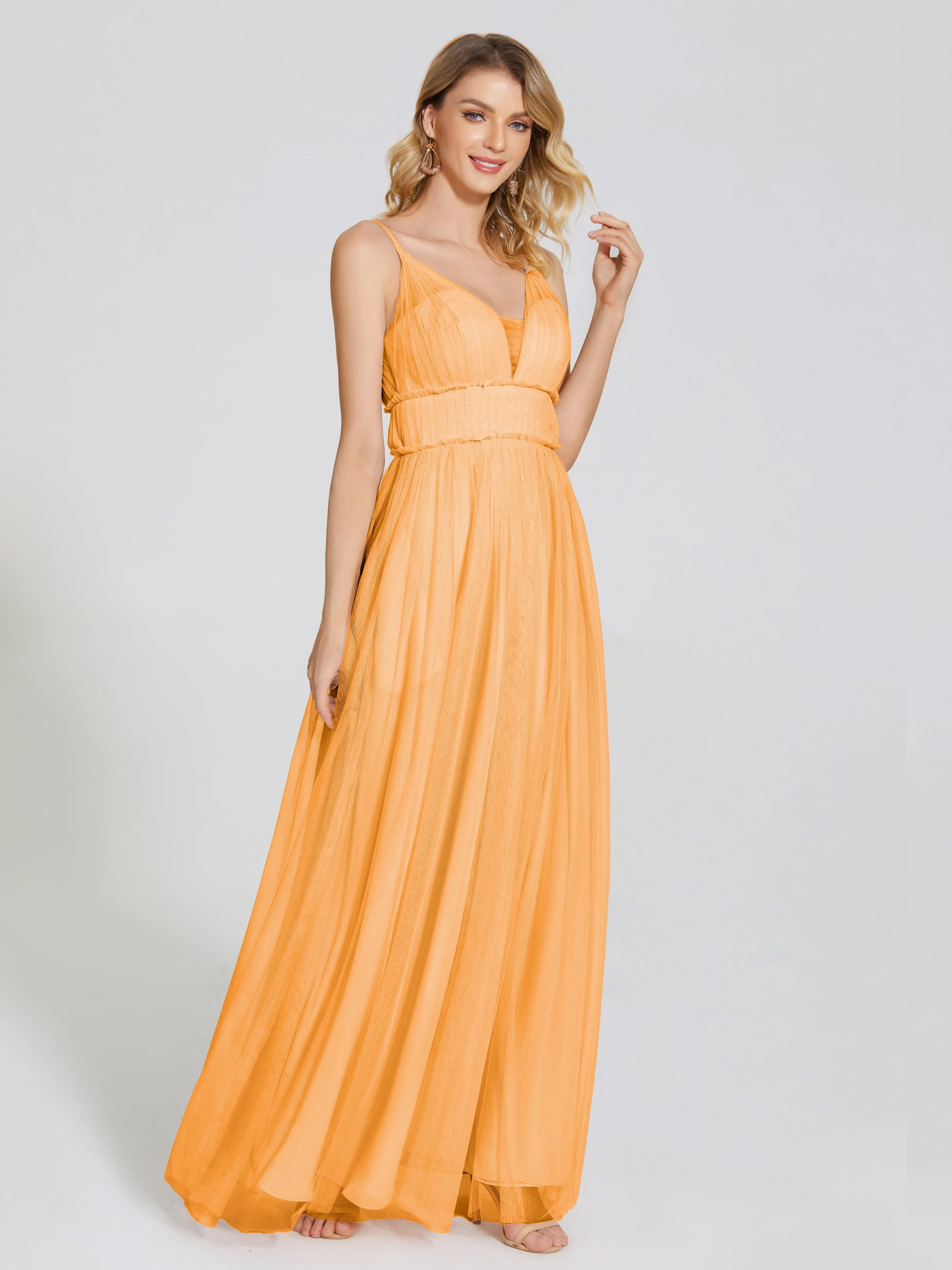 Alayna Elegant Spaghetti Straps Tulle Bridesmaid Dresses