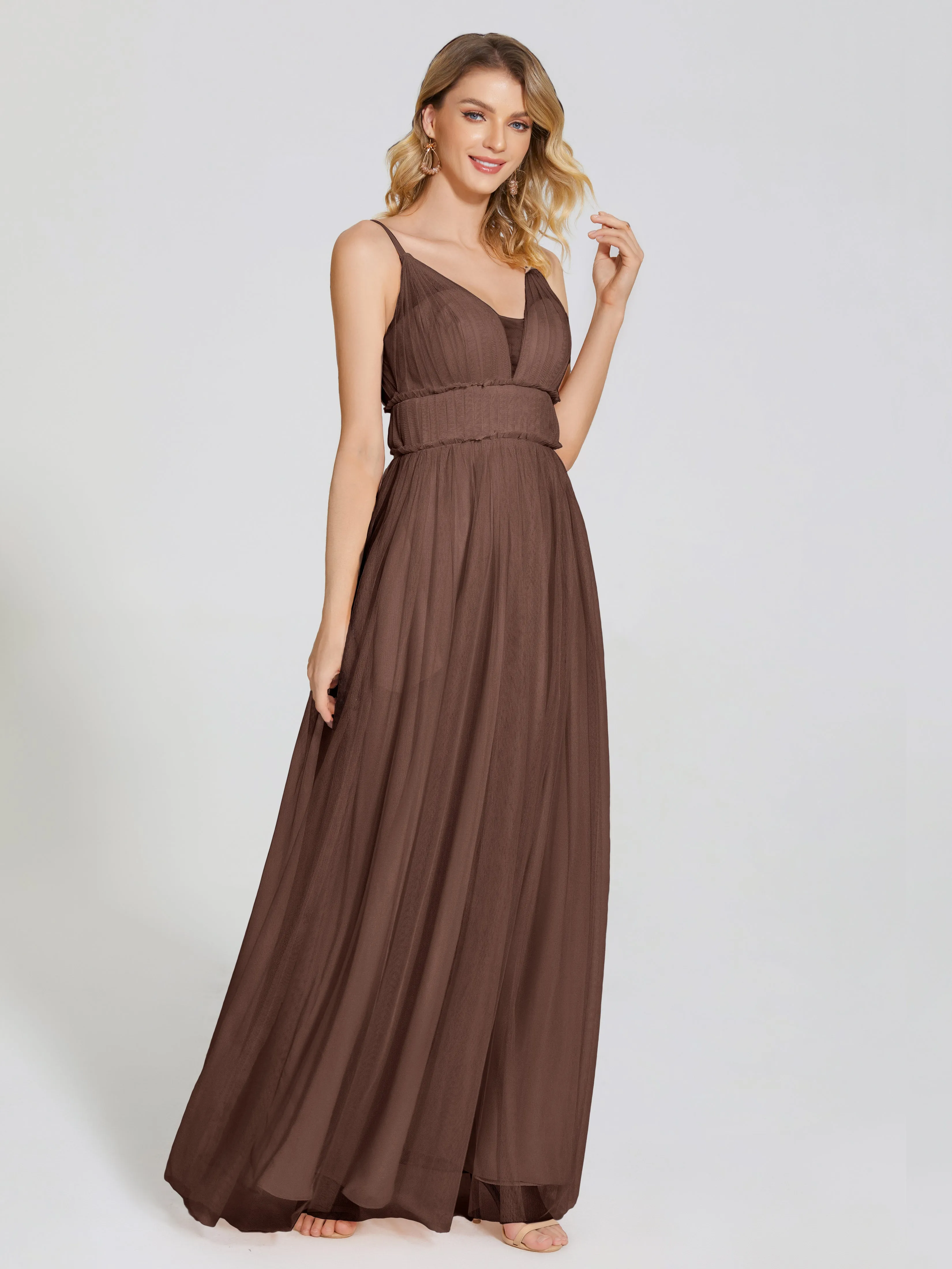 Alayna Elegant Spaghetti Straps Tulle Bridesmaid Dresses