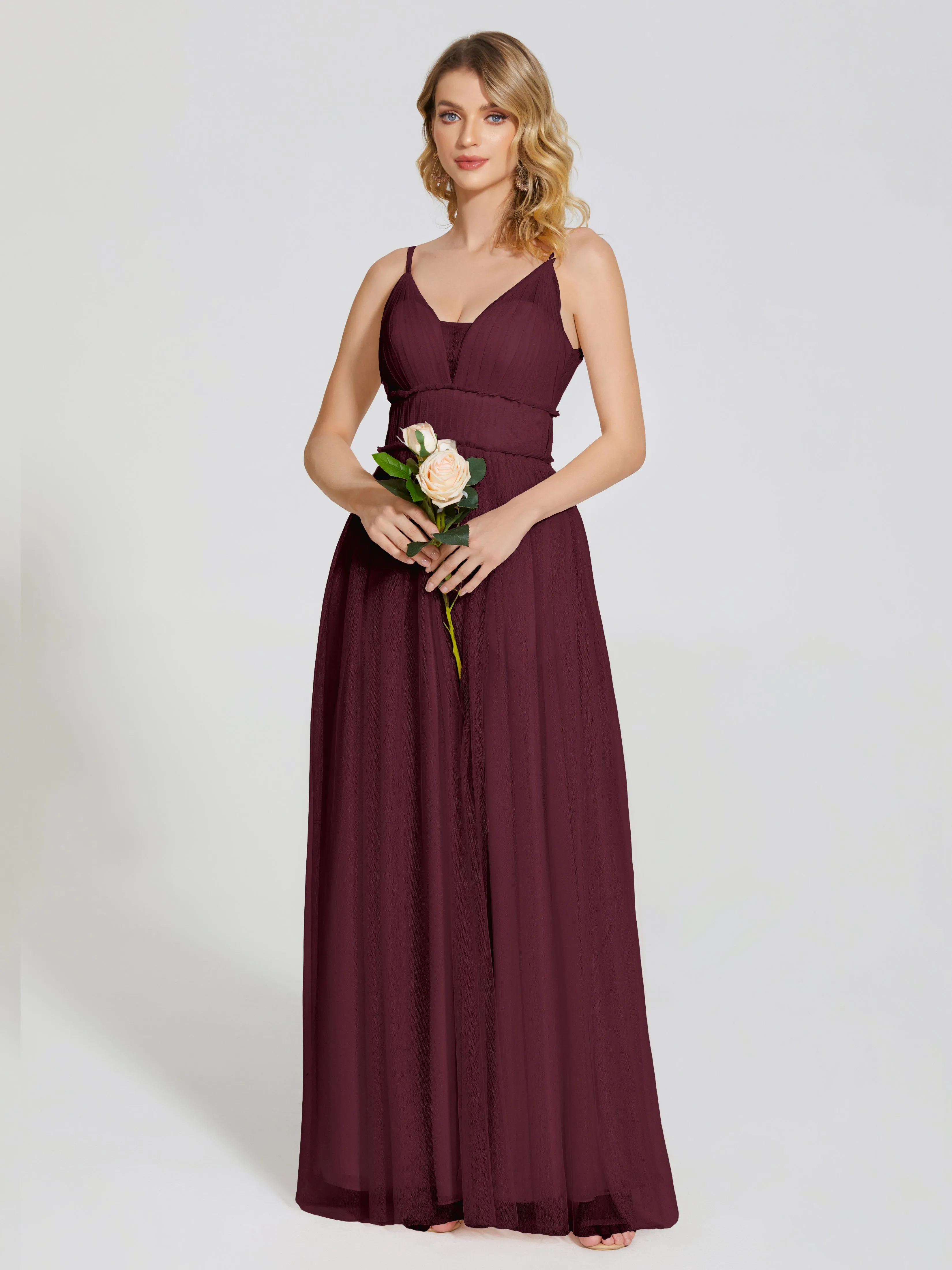 Alayna Elegant Spaghetti Straps Tulle Bridesmaid Dresses