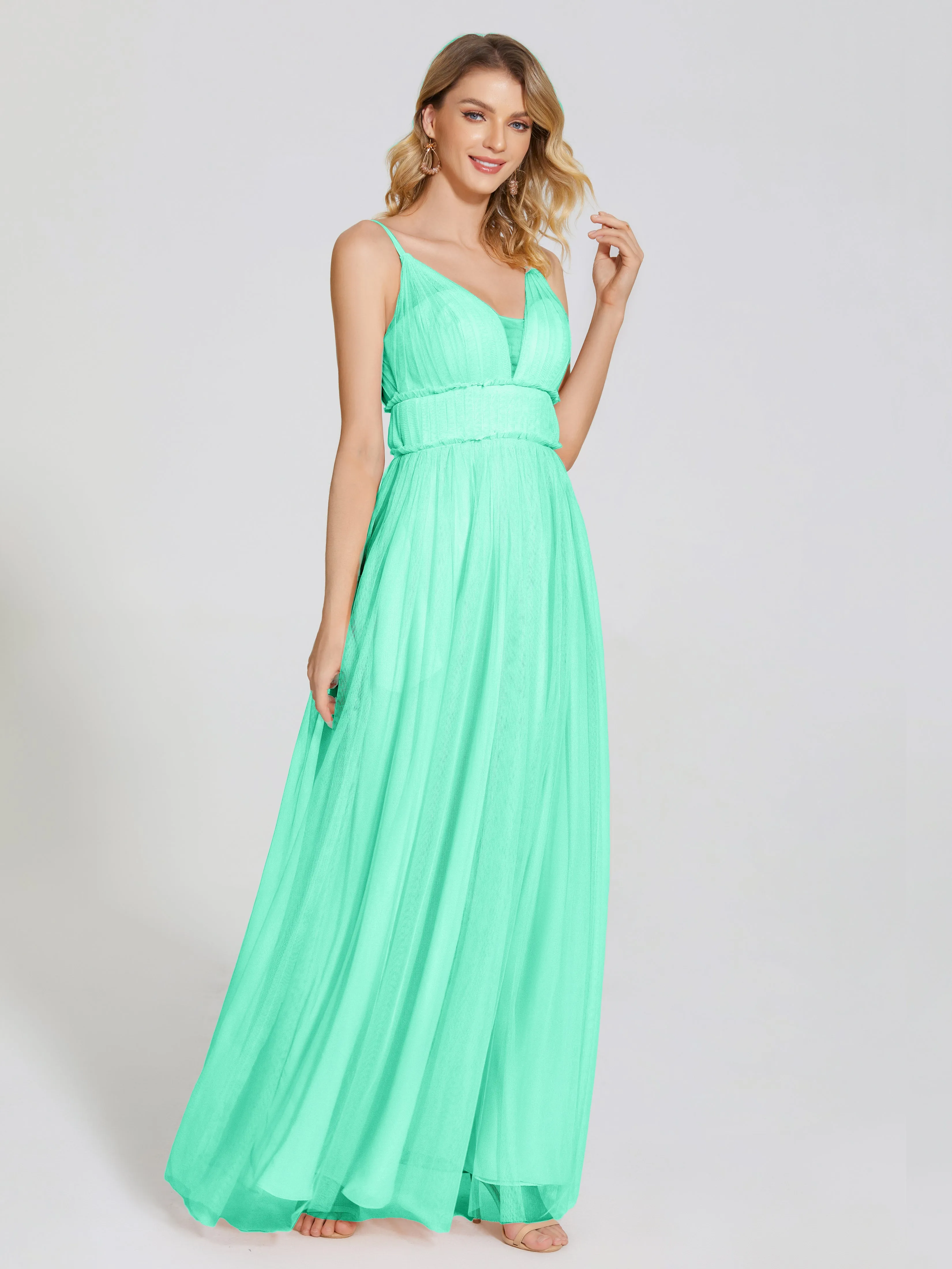 Alayna Elegant Spaghetti Straps Tulle Bridesmaid Dresses