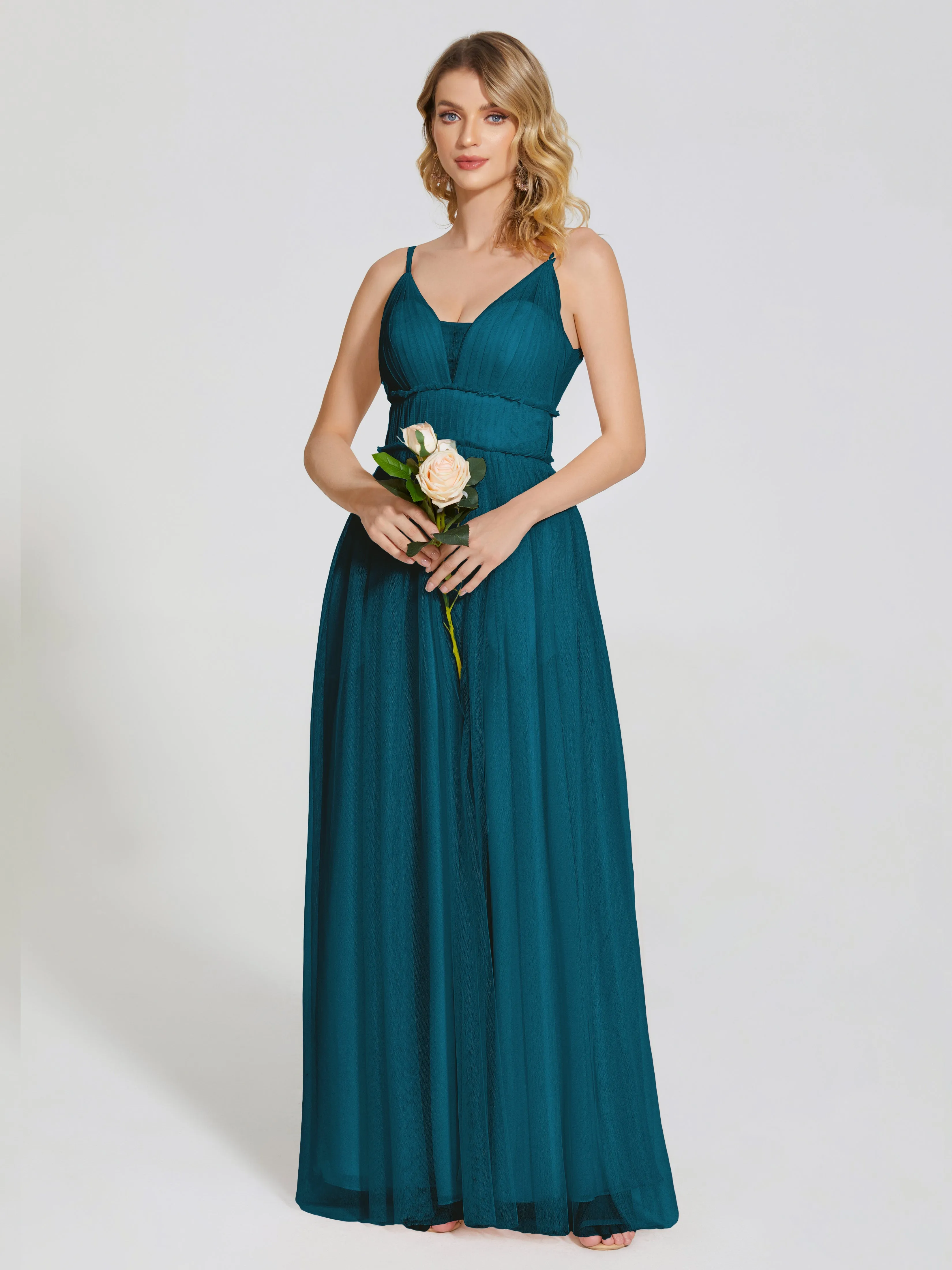 Alayna Elegant Spaghetti Straps Tulle Bridesmaid Dresses