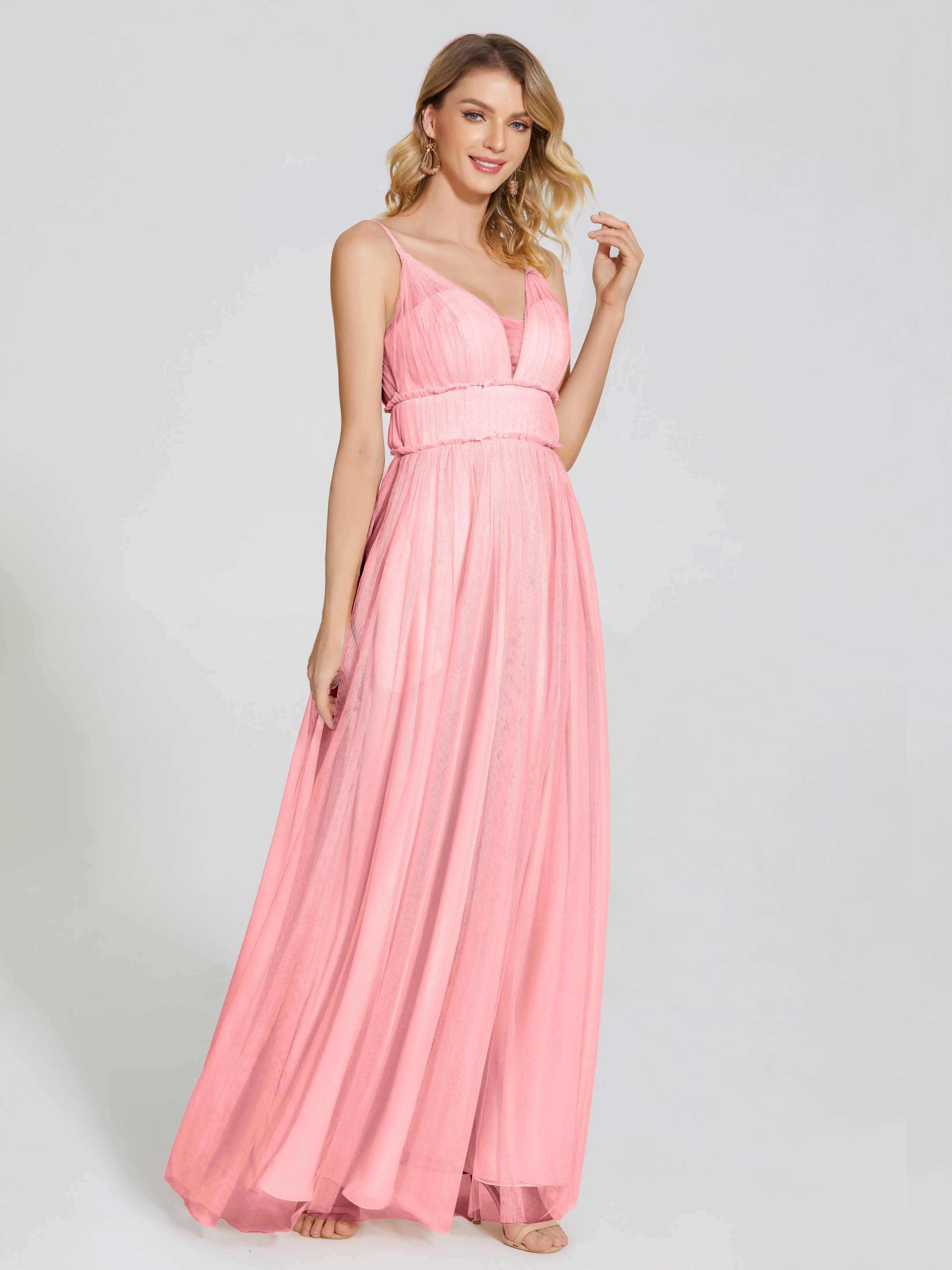 Alayna Elegant Spaghetti Straps Tulle Bridesmaid Dresses