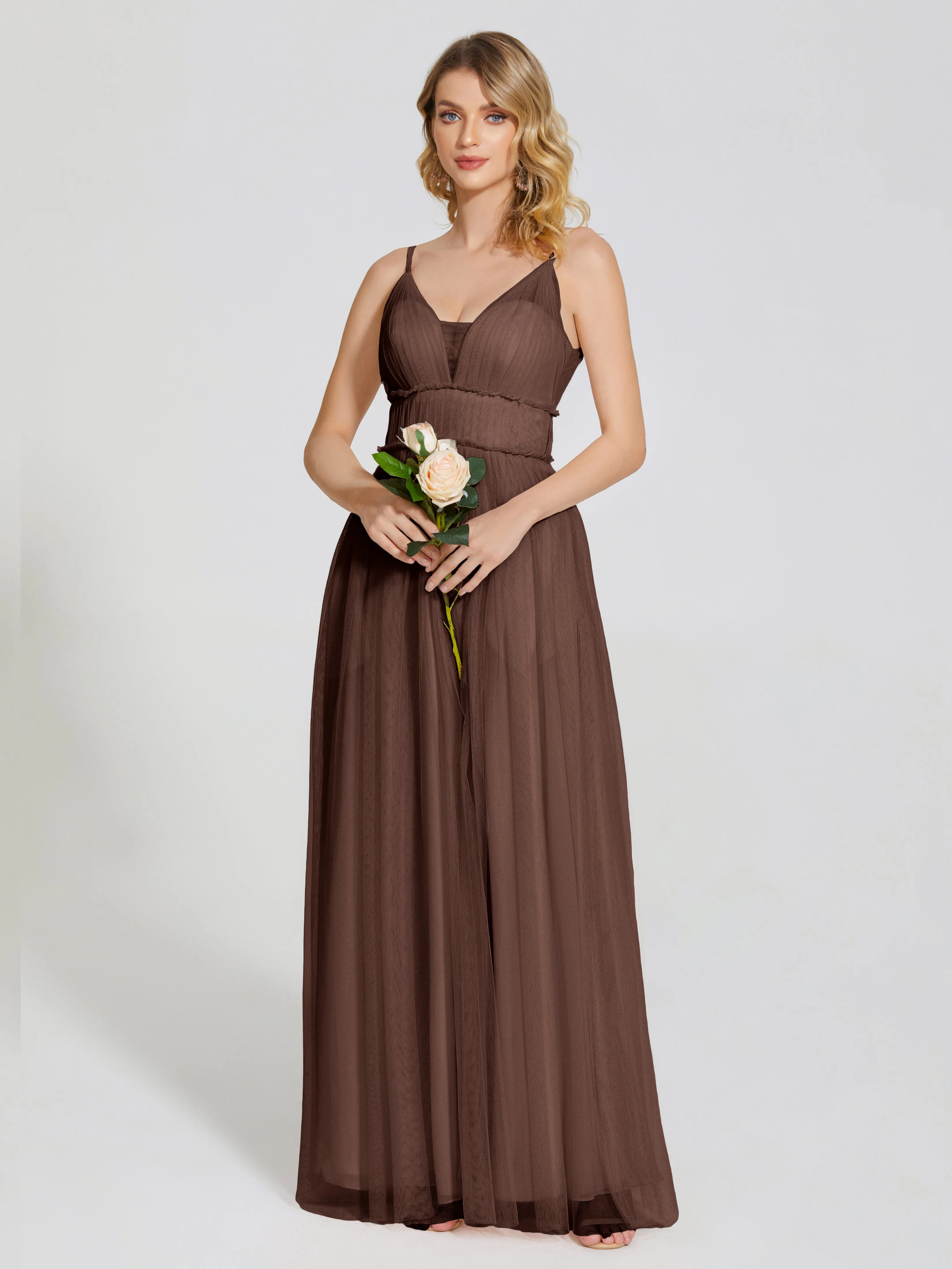 Alayna Elegant Spaghetti Straps Tulle Bridesmaid Dresses