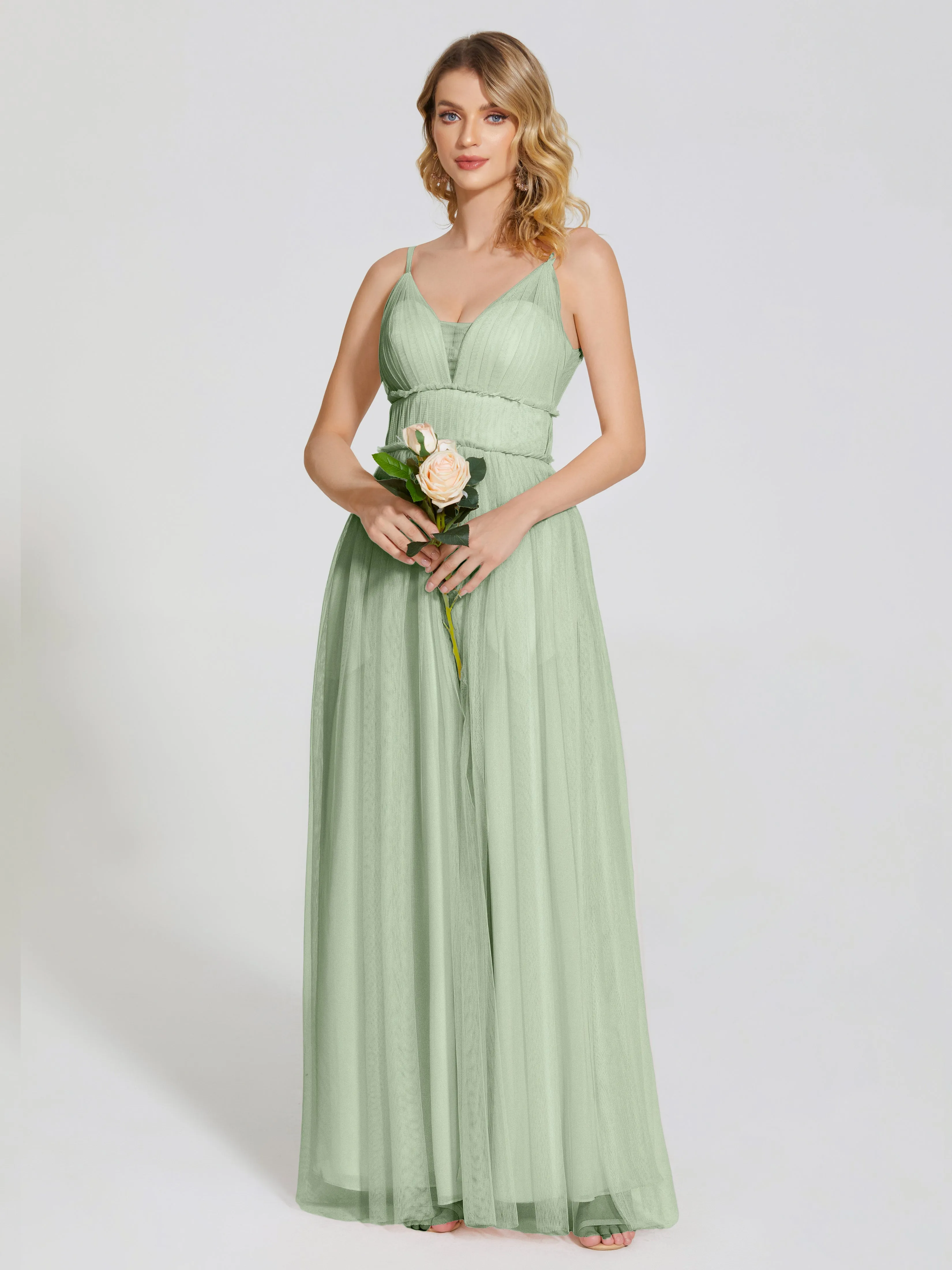 Alayna Elegant Spaghetti Straps Tulle Bridesmaid Dresses