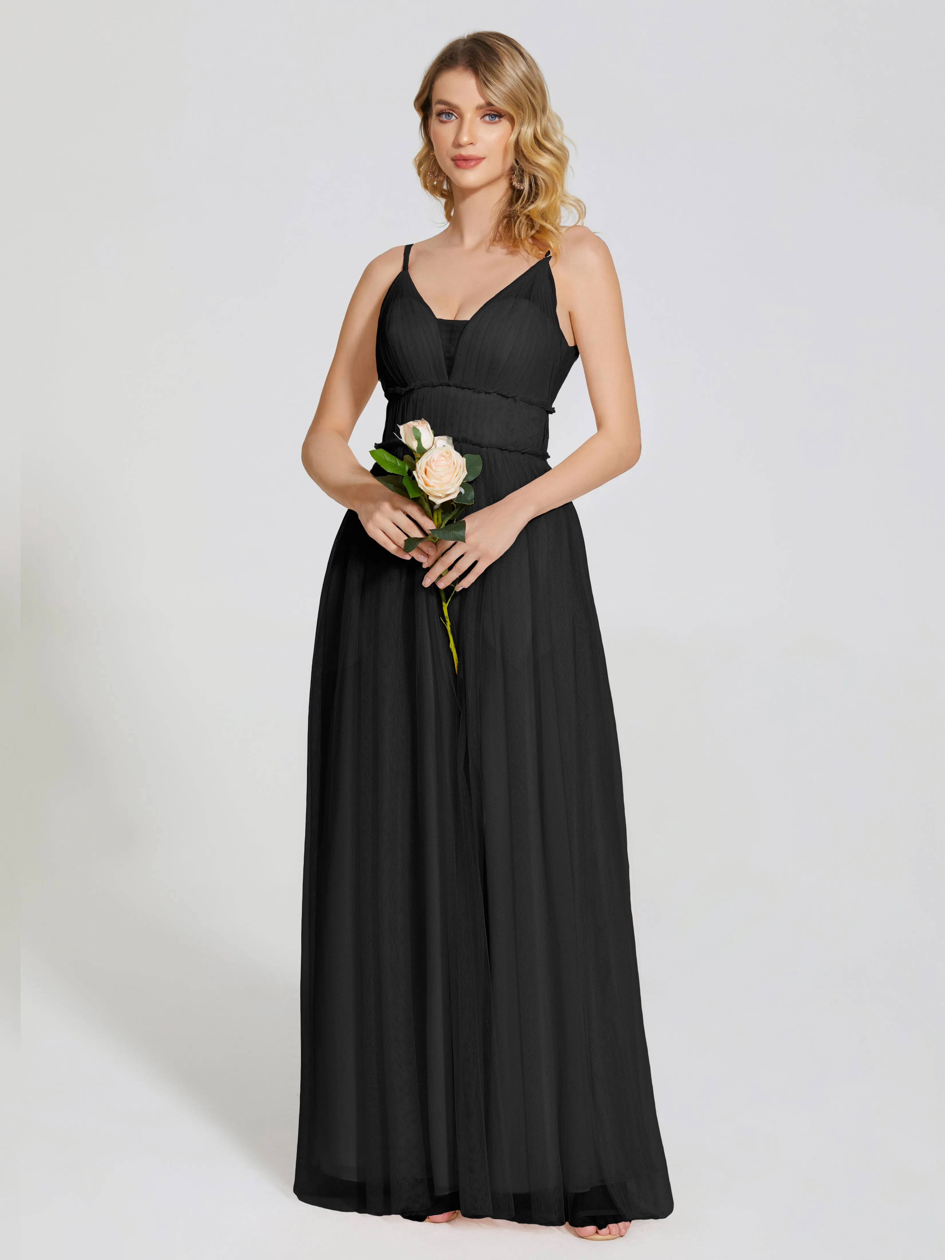 Alayna Elegant Spaghetti Straps Tulle Bridesmaid Dresses