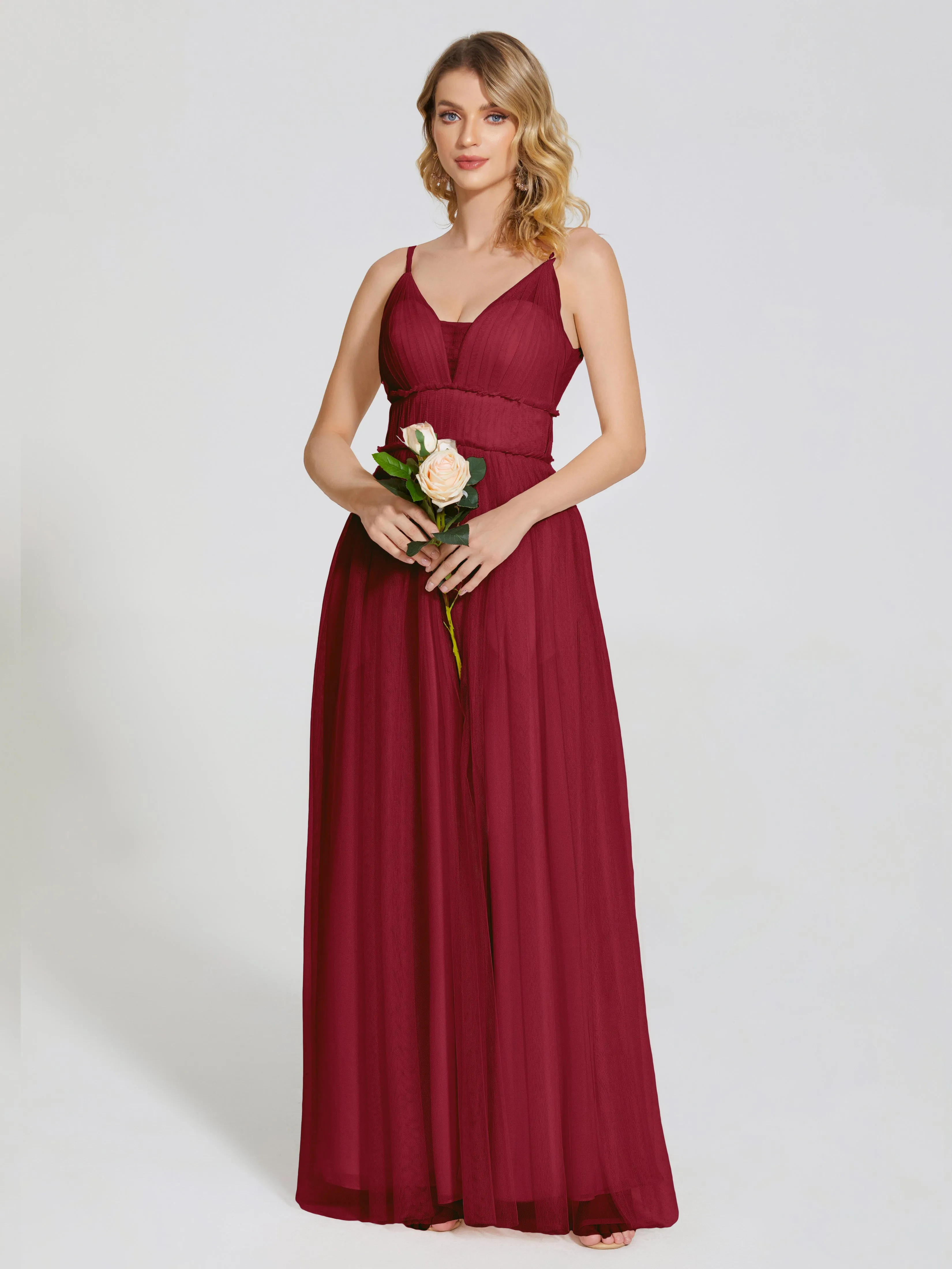 Alayna Elegant Spaghetti Straps Tulle Bridesmaid Dresses