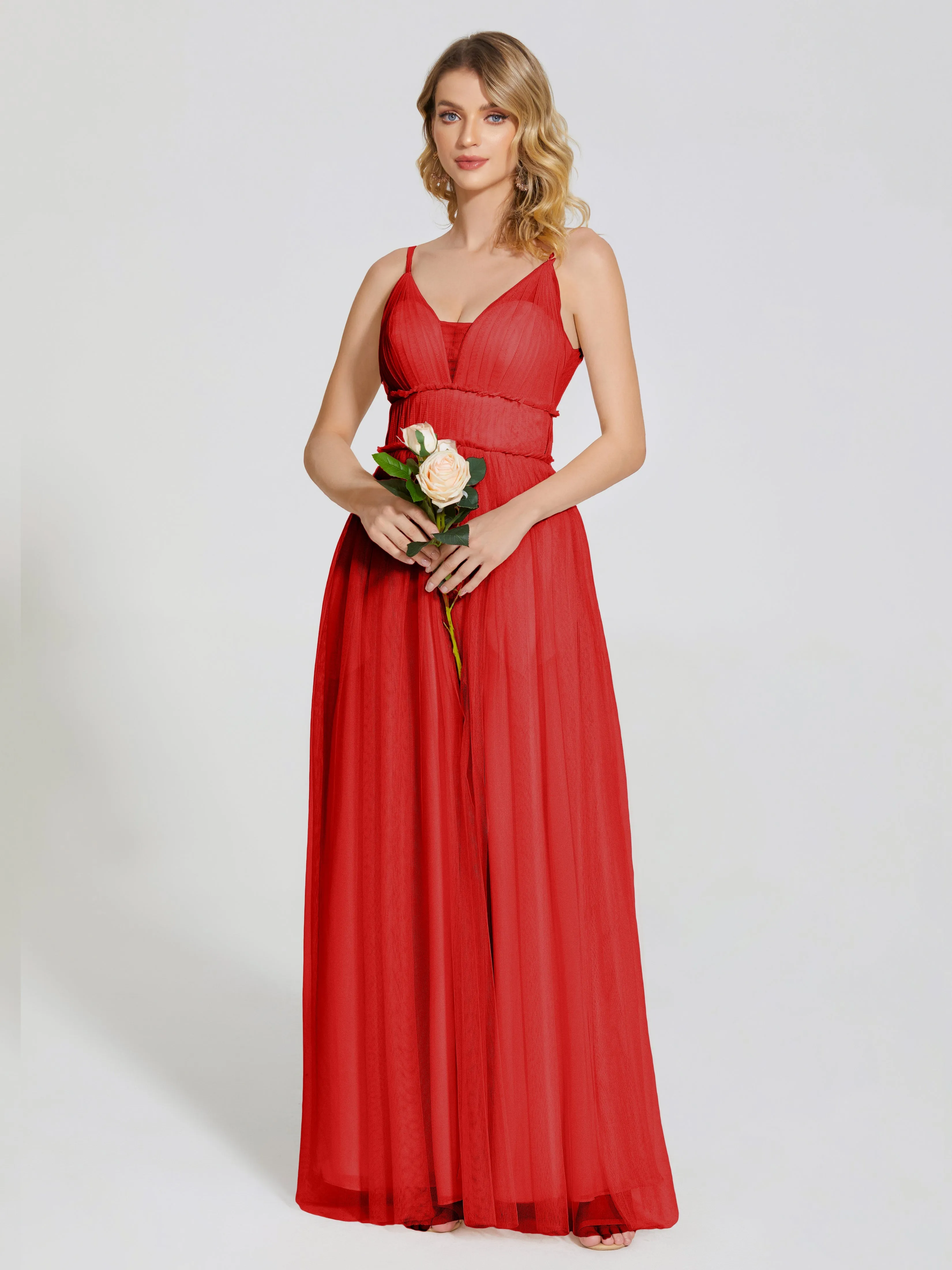 Alayna Elegant Spaghetti Straps Tulle Bridesmaid Dresses