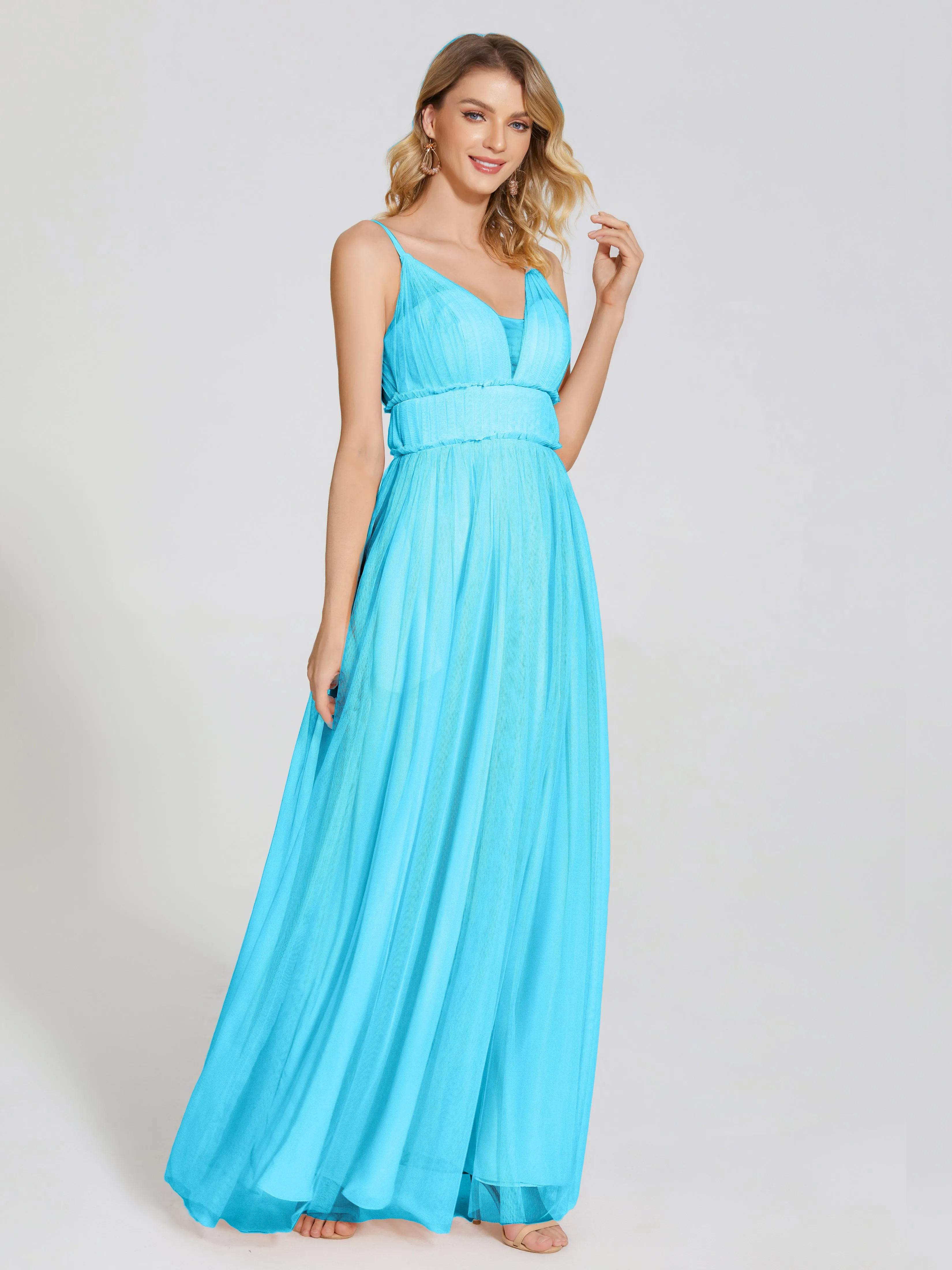 Alayna Elegant Spaghetti Straps Tulle Bridesmaid Dresses