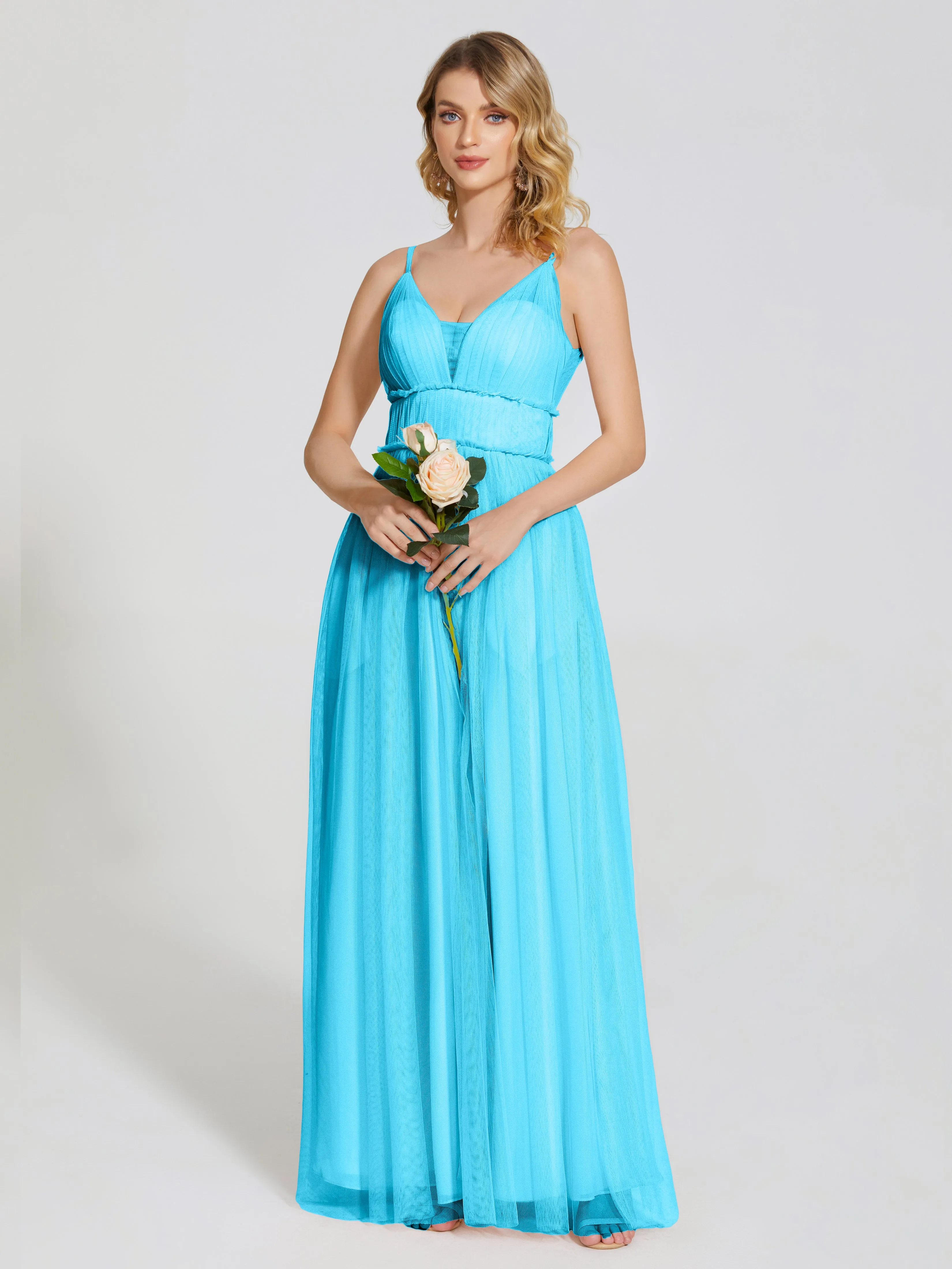 Alayna Elegant Spaghetti Straps Tulle Bridesmaid Dresses