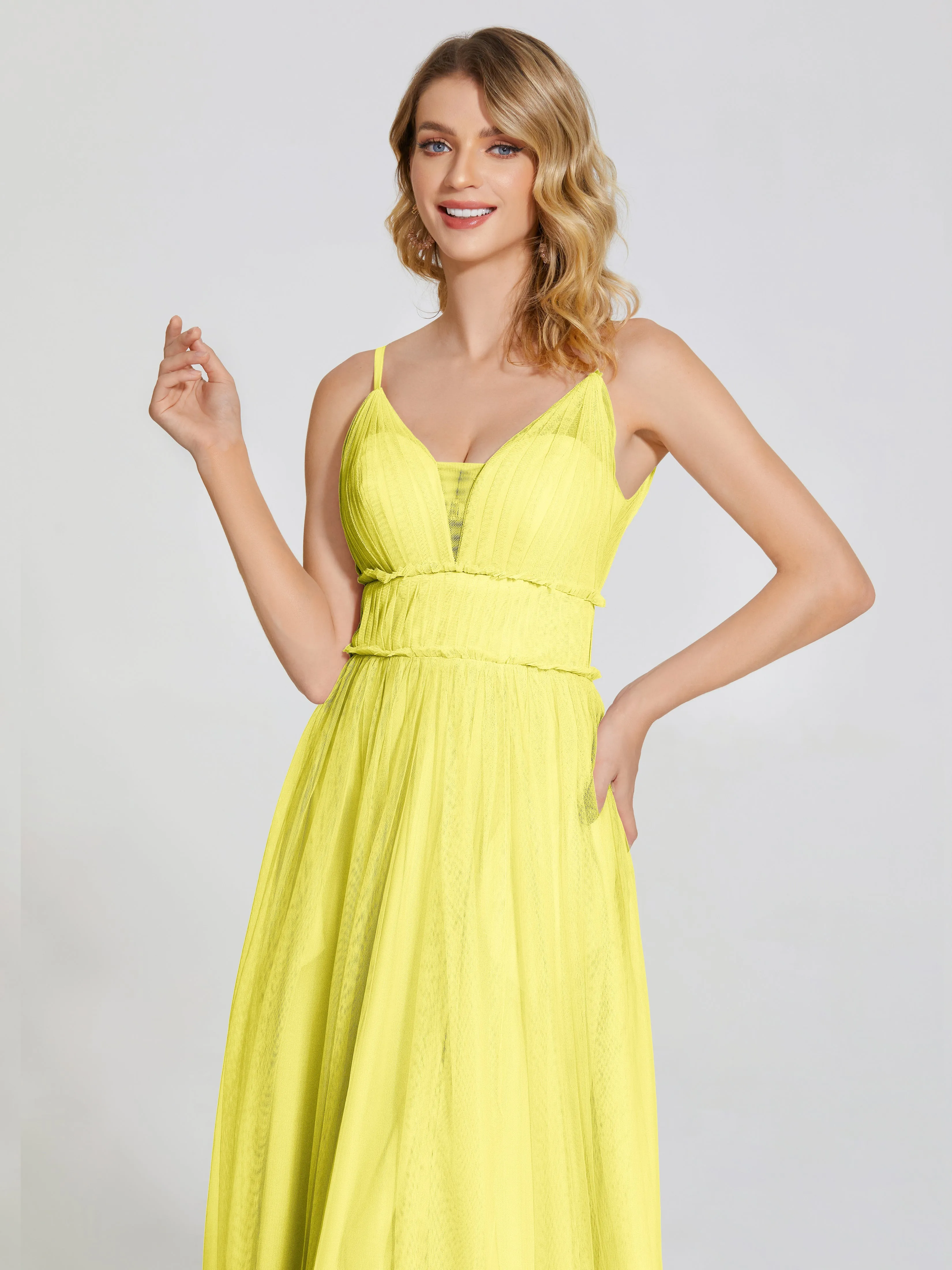 Alayna Elegant Spaghetti Straps Tulle Bridesmaid Dresses