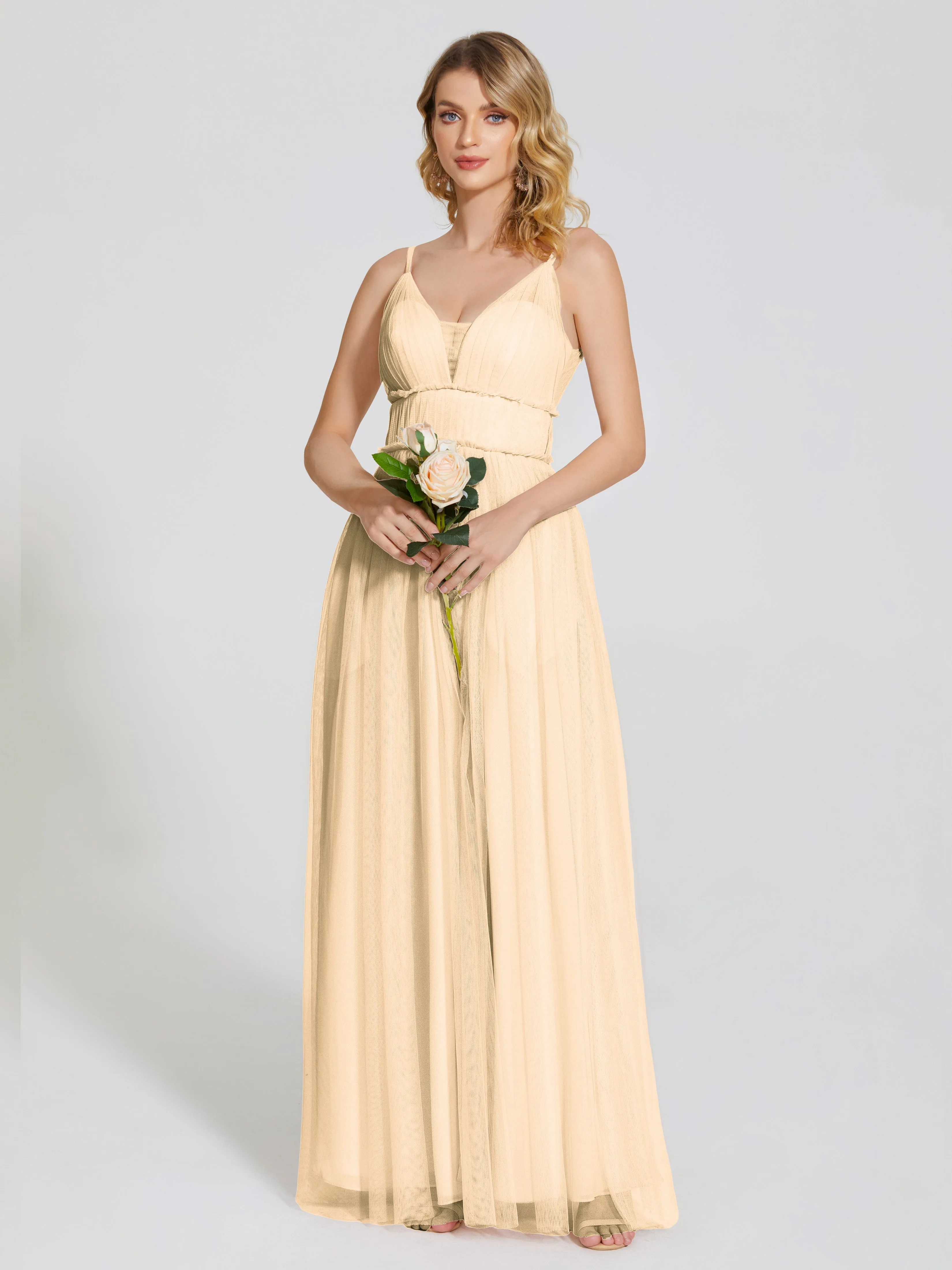Alayna Elegant Spaghetti Straps Tulle Bridesmaid Dresses
