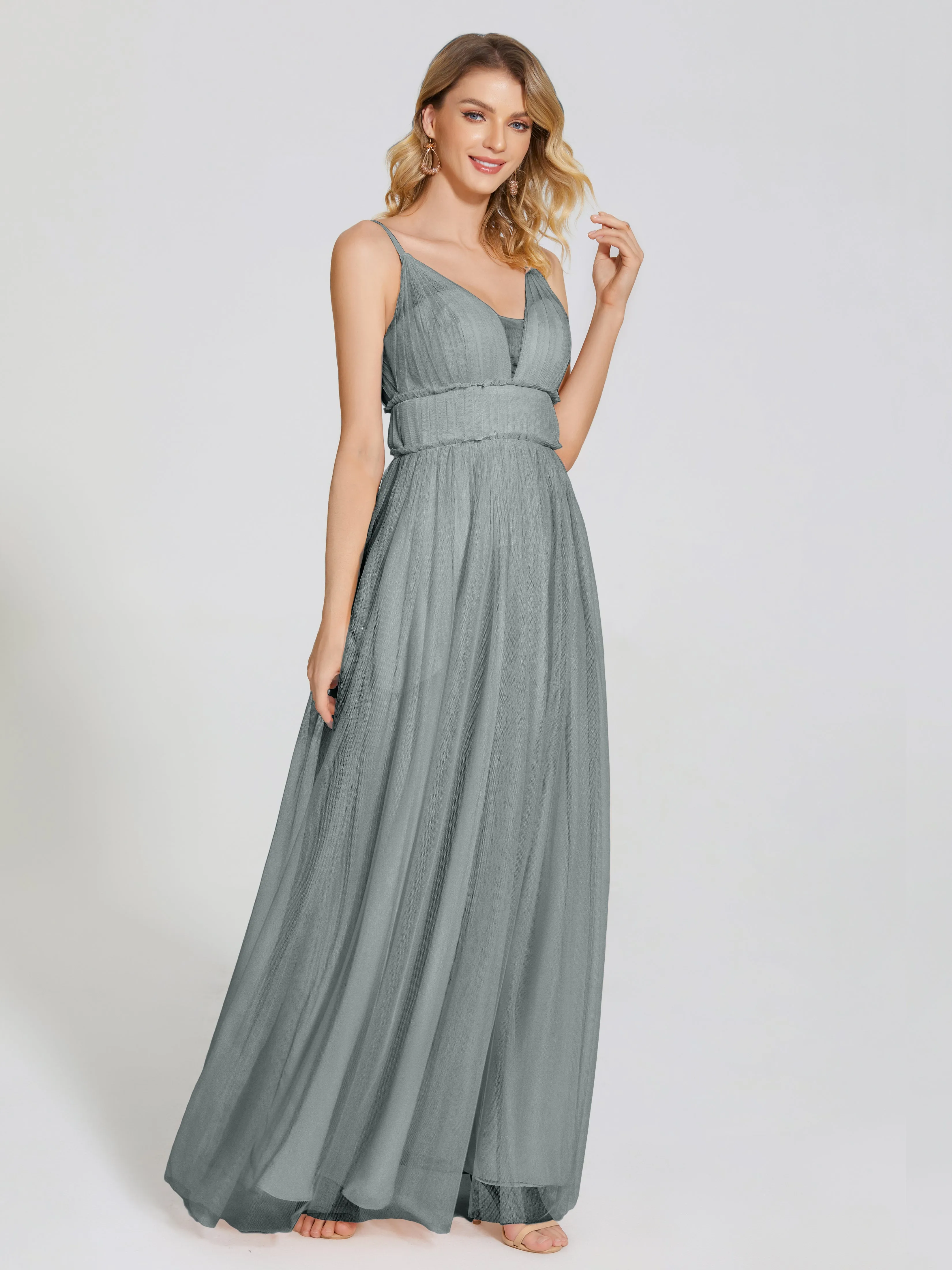 Alayna Elegant Spaghetti Straps Tulle Bridesmaid Dresses