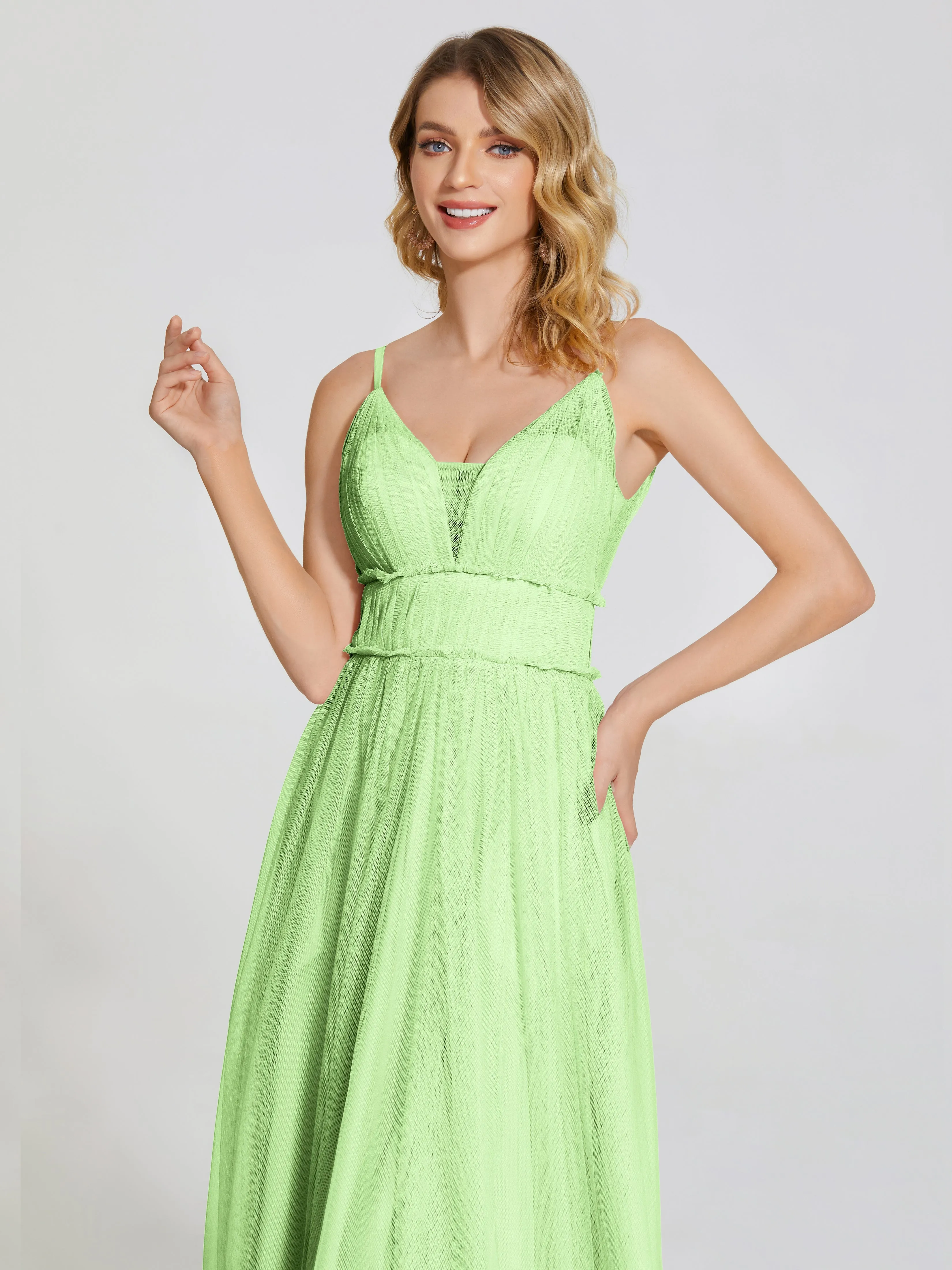 Alayna Elegant Spaghetti Straps Tulle Bridesmaid Dresses