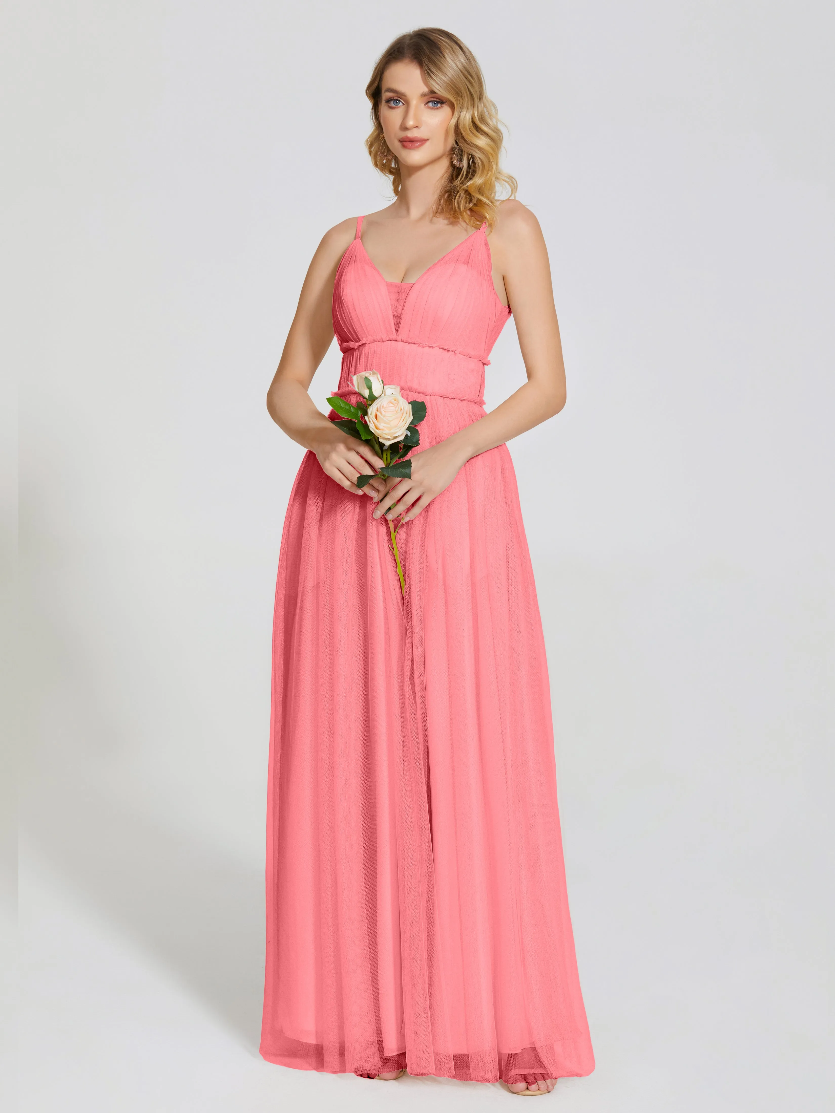 Alayna Elegant Spaghetti Straps Tulle Bridesmaid Dresses