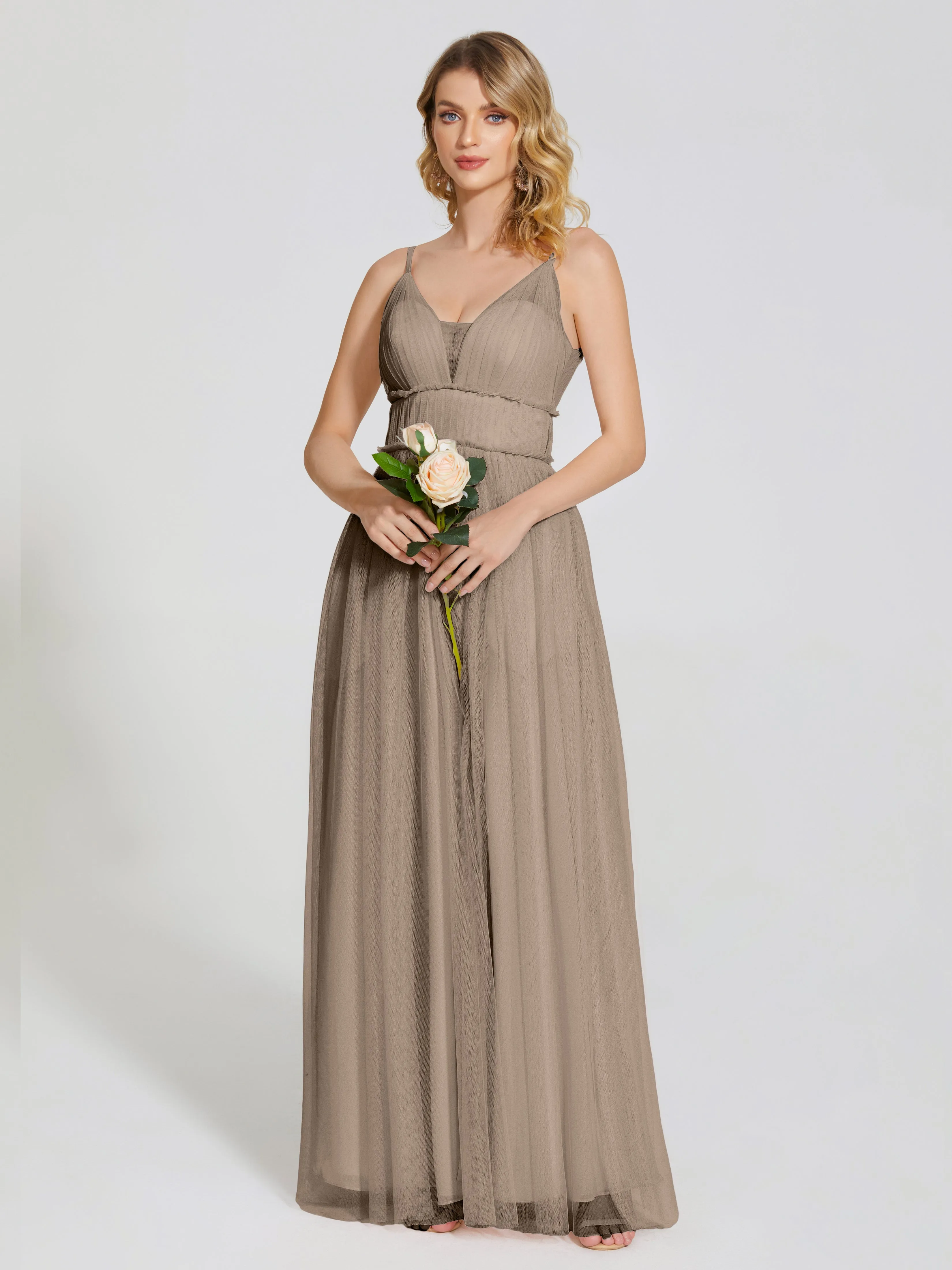 Alayna Elegant Spaghetti Straps Tulle Bridesmaid Dresses