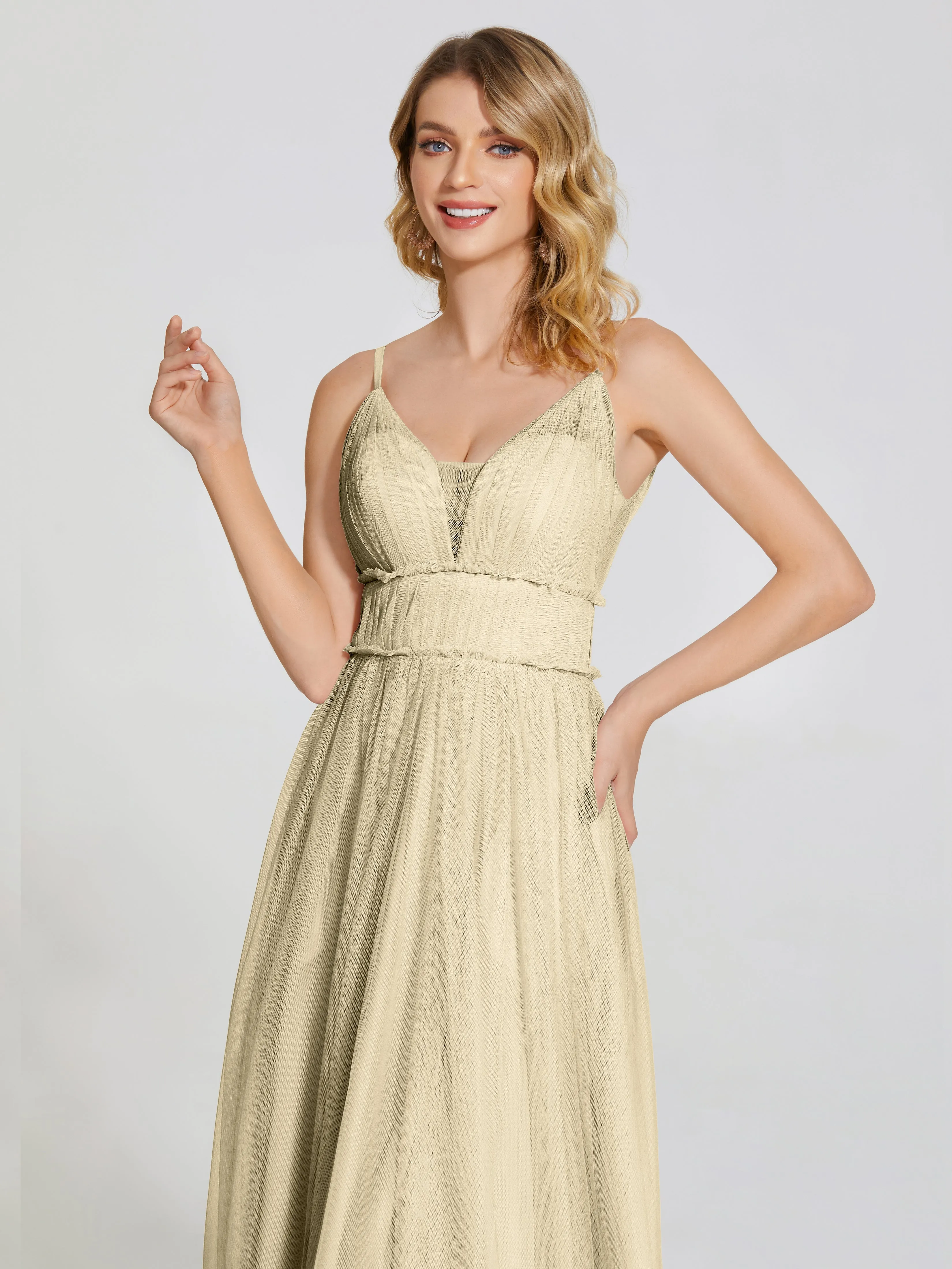 Alayna Elegant Spaghetti Straps Tulle Bridesmaid Dresses