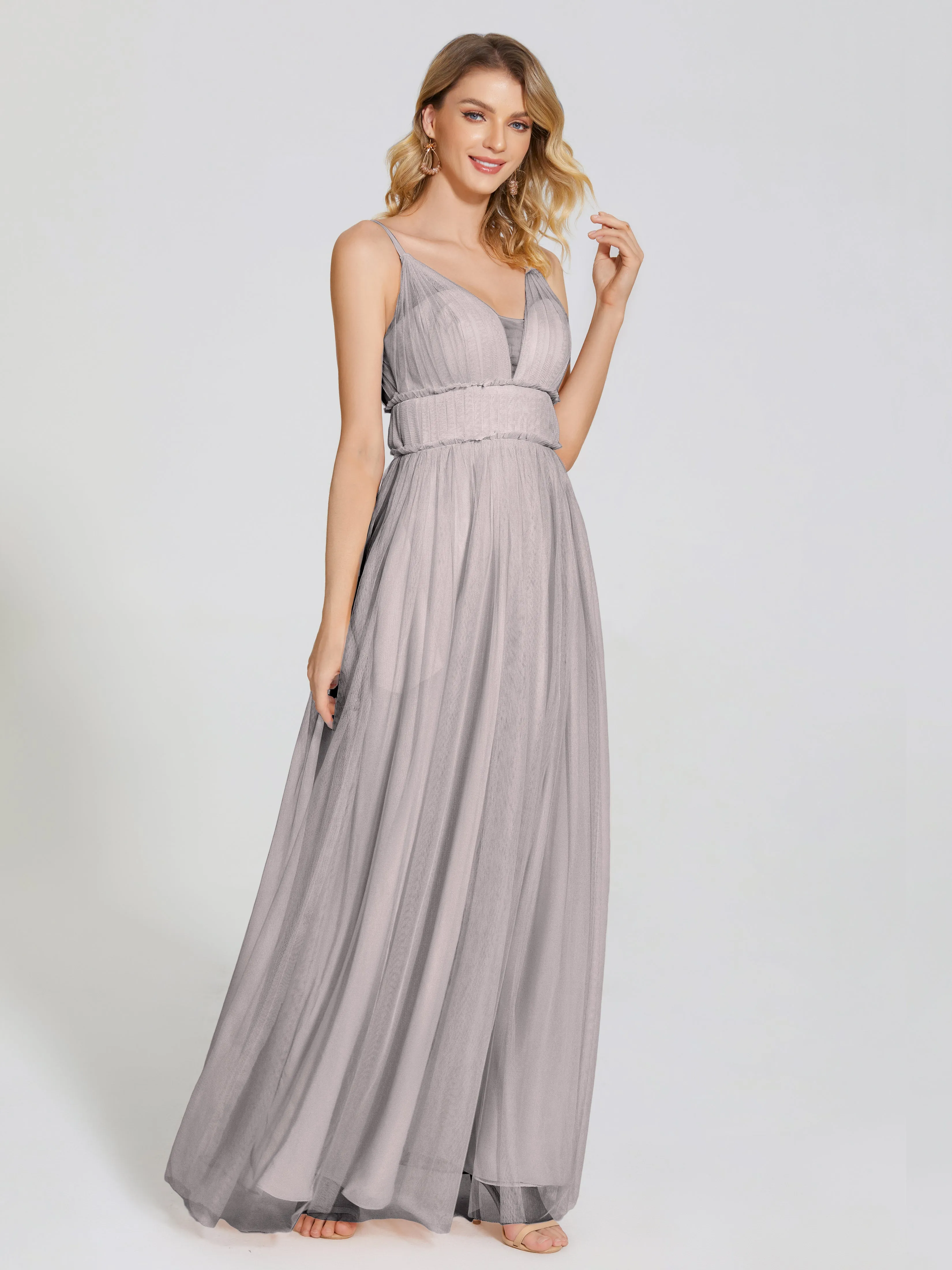 Alayna Elegant Spaghetti Straps Tulle Bridesmaid Dresses