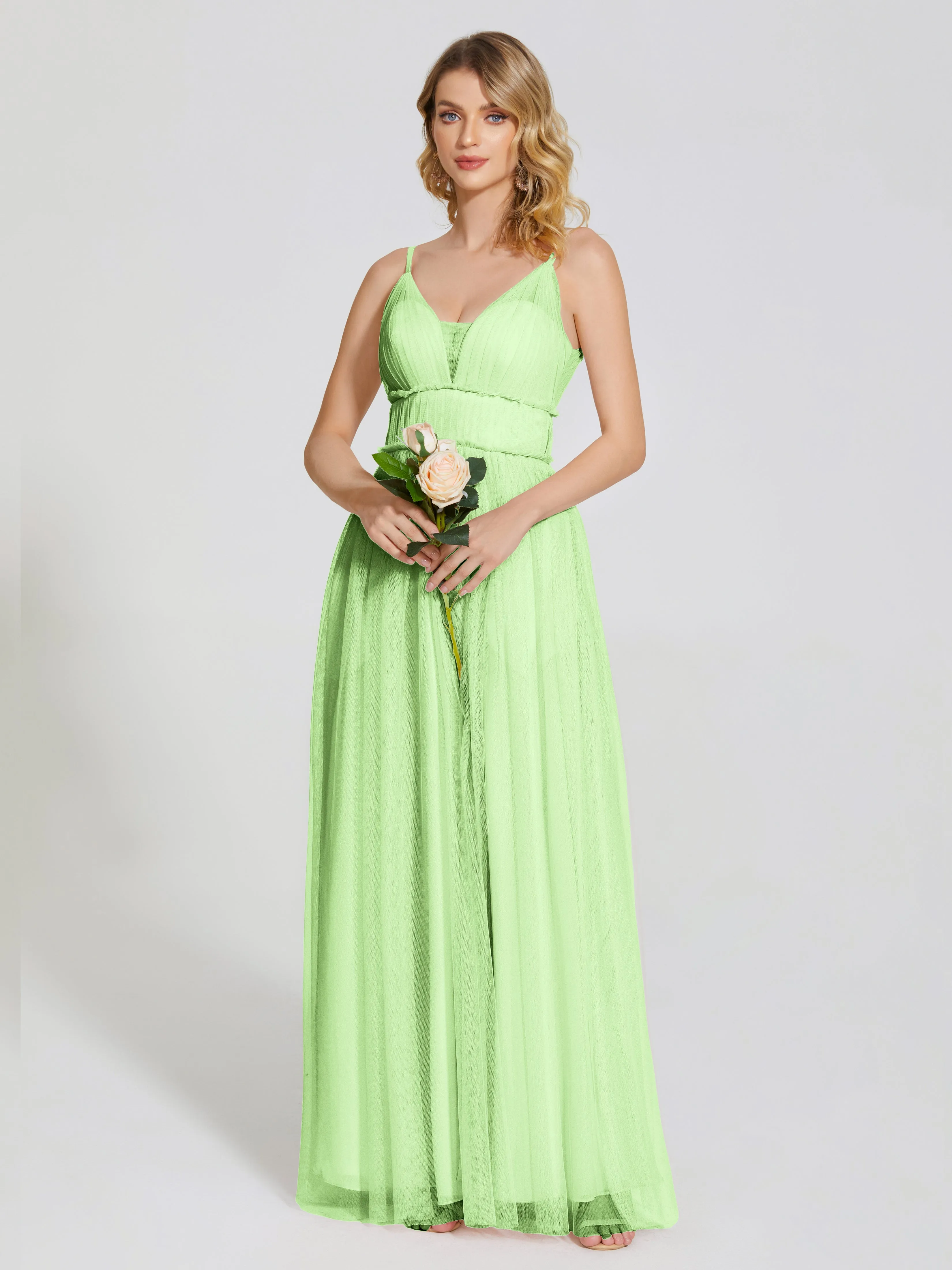 Alayna Elegant Spaghetti Straps Tulle Bridesmaid Dresses
