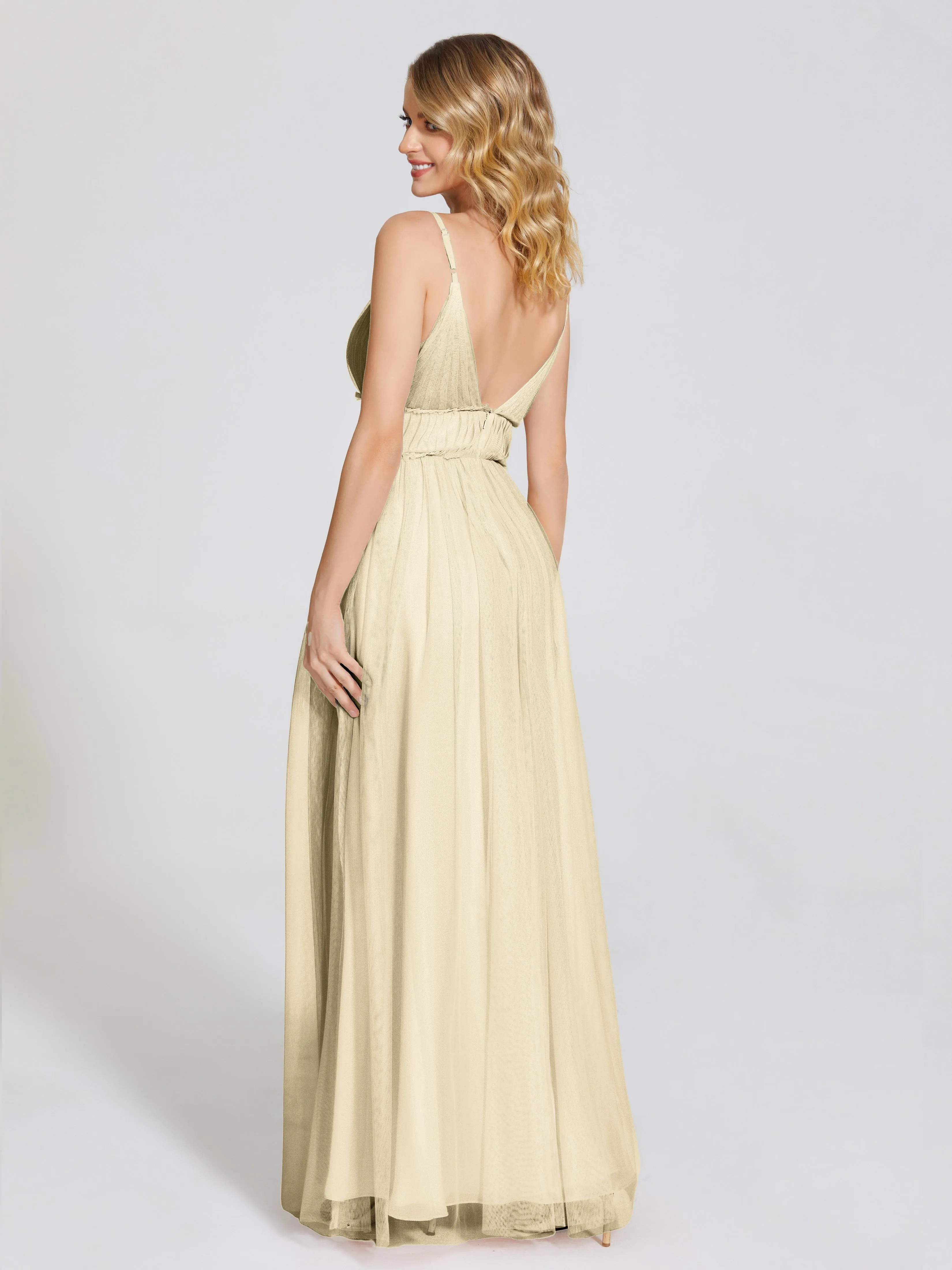 Alayna Elegant Spaghetti Straps Tulle Bridesmaid Dresses