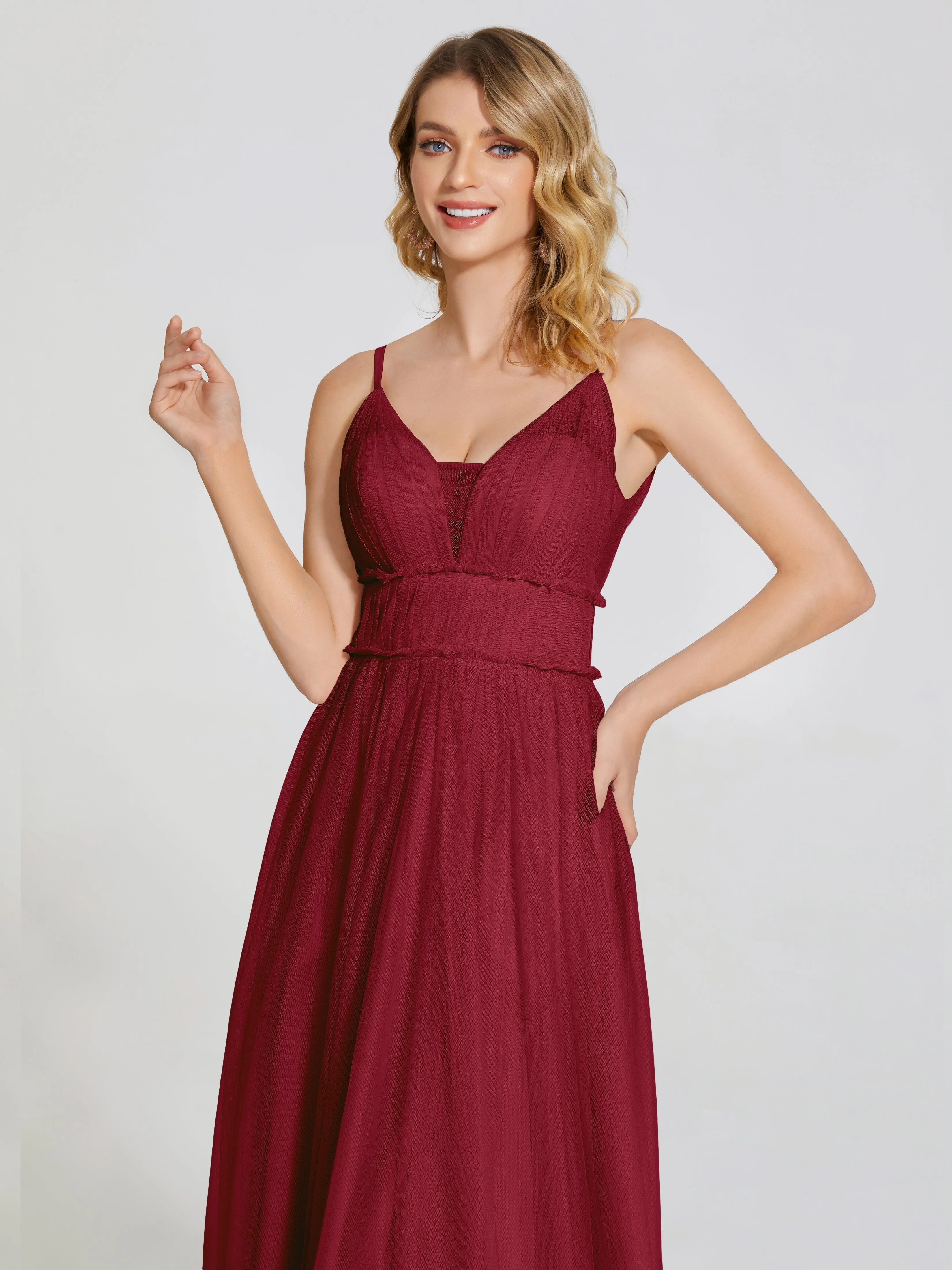 Alayna Elegant Spaghetti Straps Tulle Bridesmaid Dresses