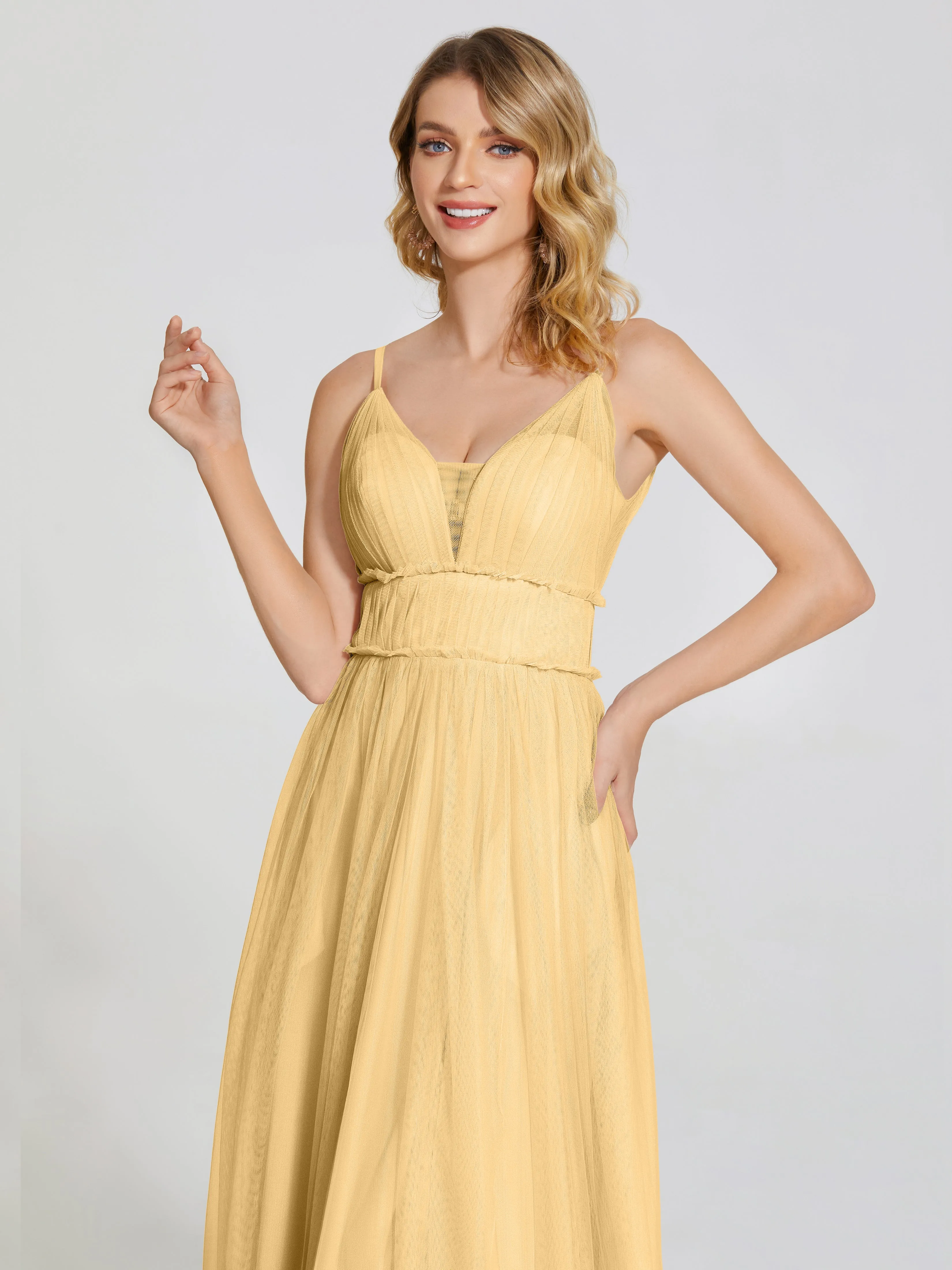 Alayna Elegant Spaghetti Straps Tulle Bridesmaid Dresses