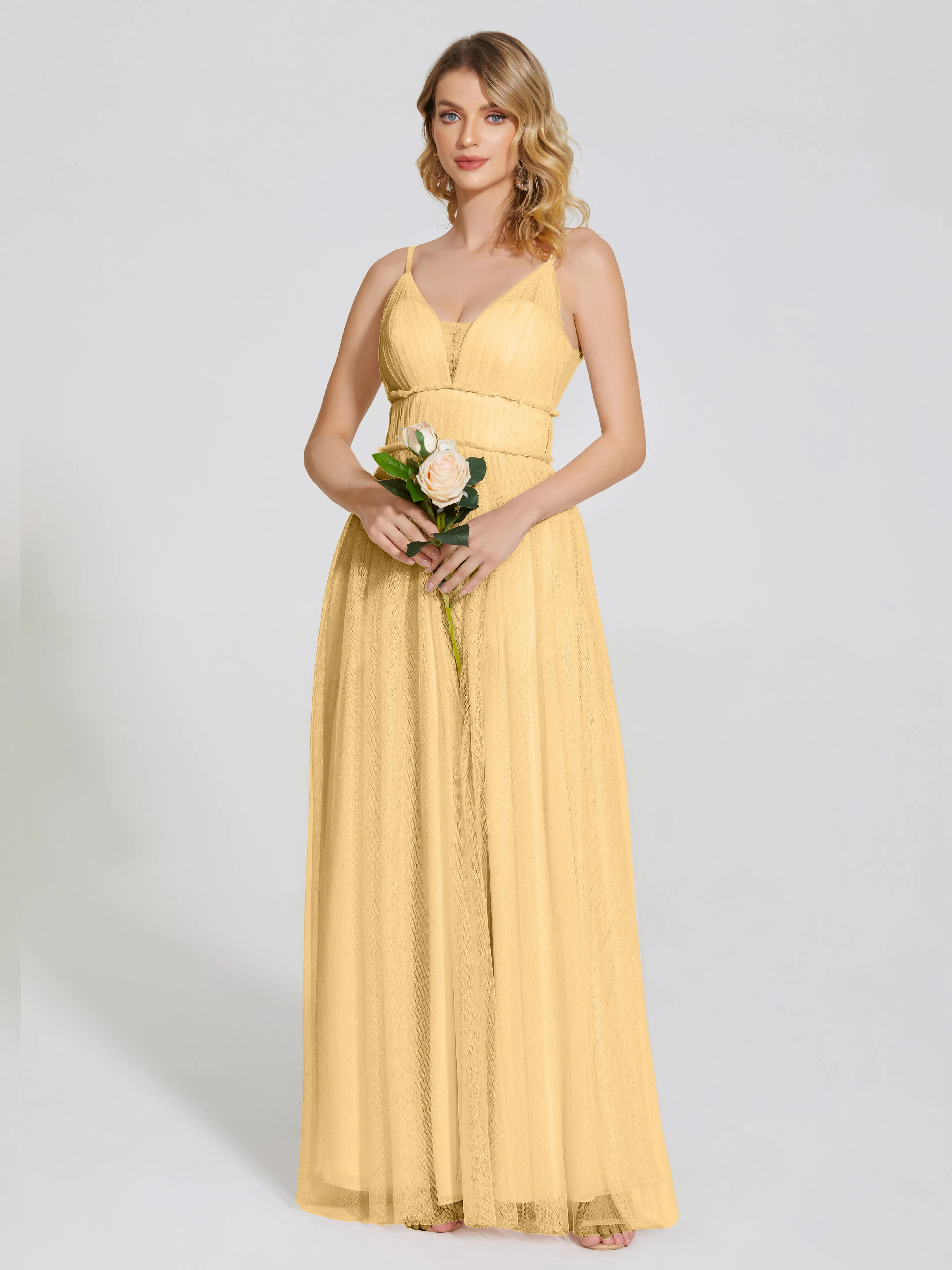 Alayna Elegant Spaghetti Straps Tulle Bridesmaid Dresses
