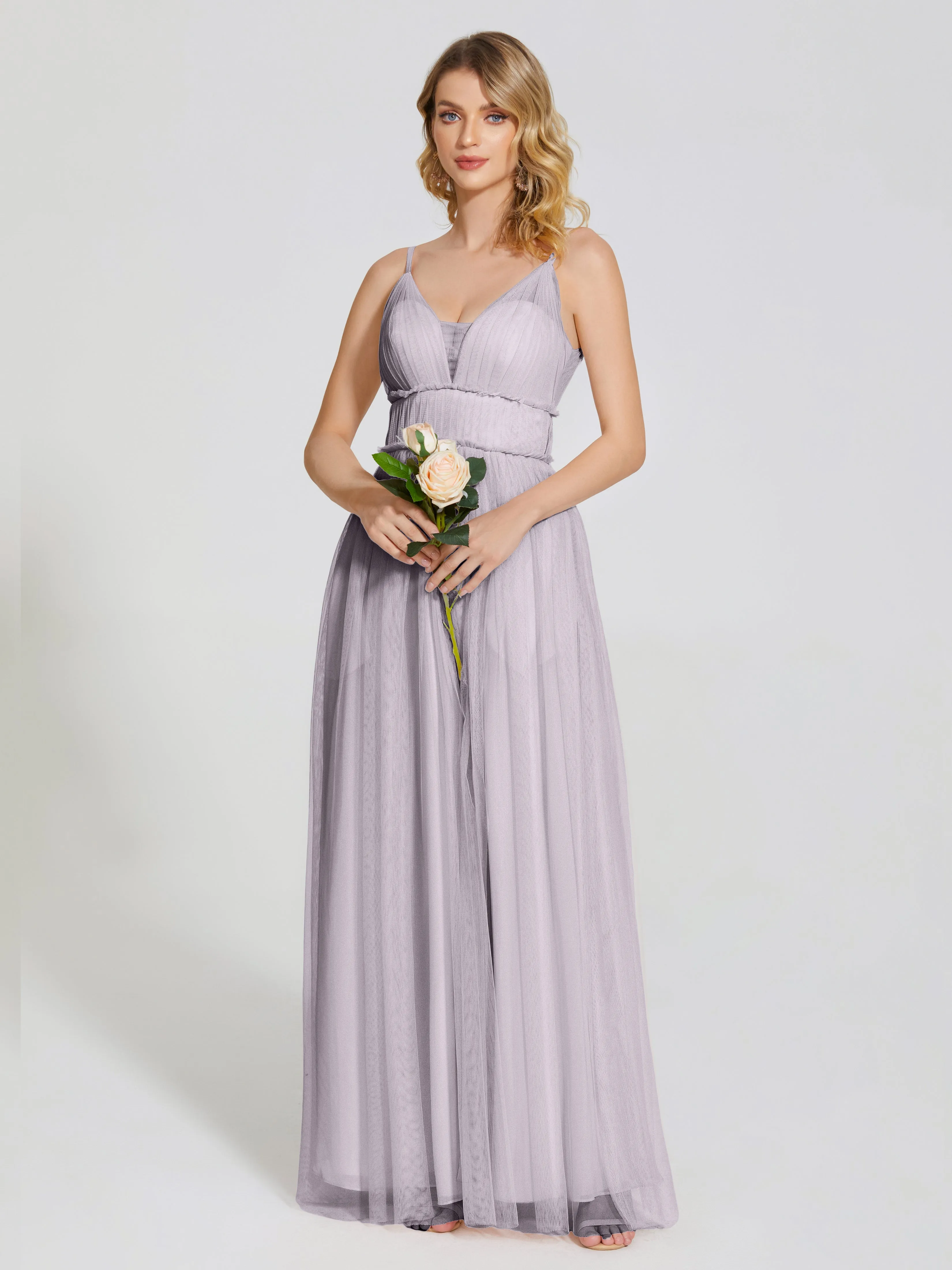 Alayna Elegant Spaghetti Straps Tulle Bridesmaid Dresses