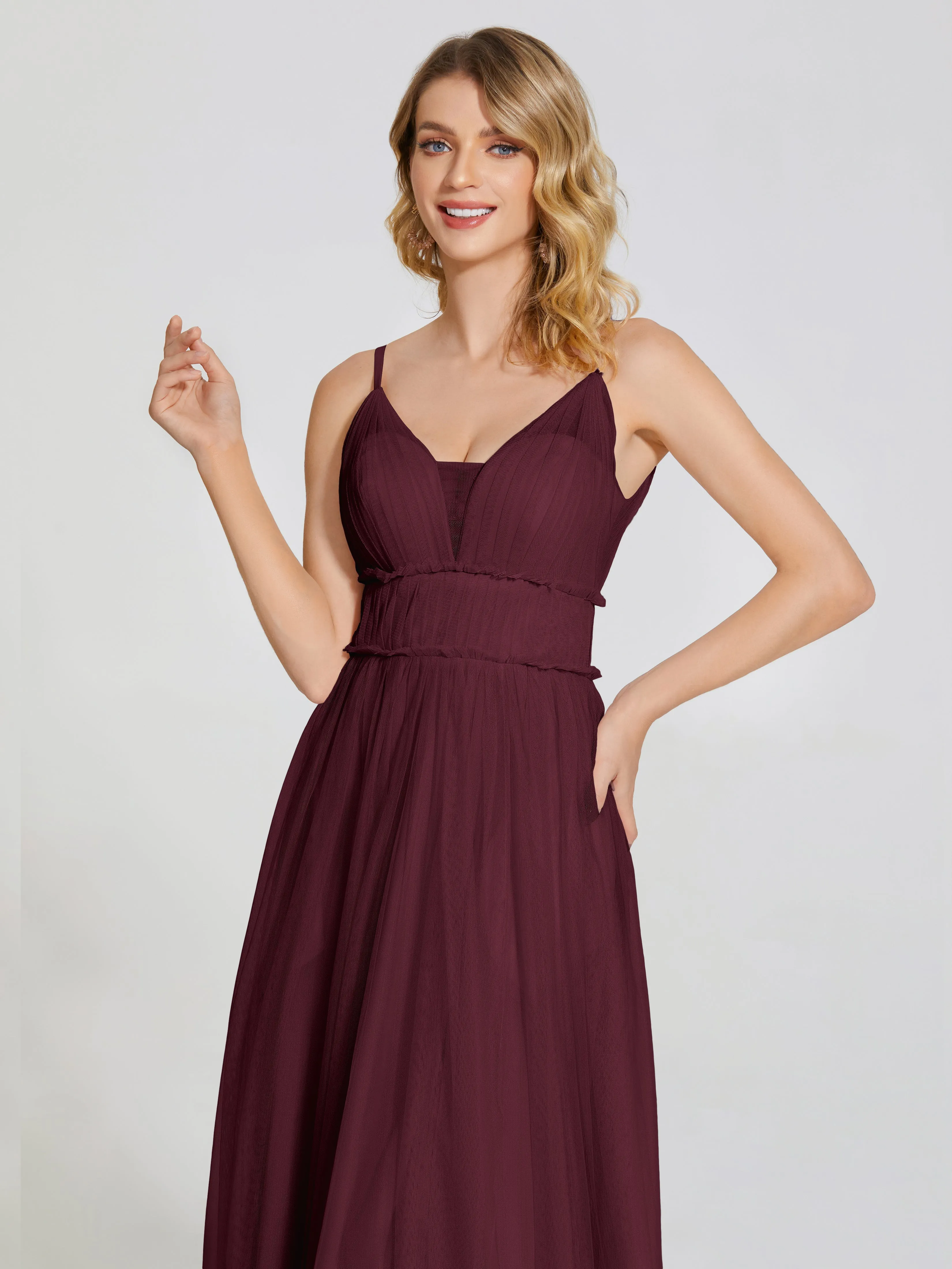 Alayna Elegant Spaghetti Straps Tulle Bridesmaid Dresses