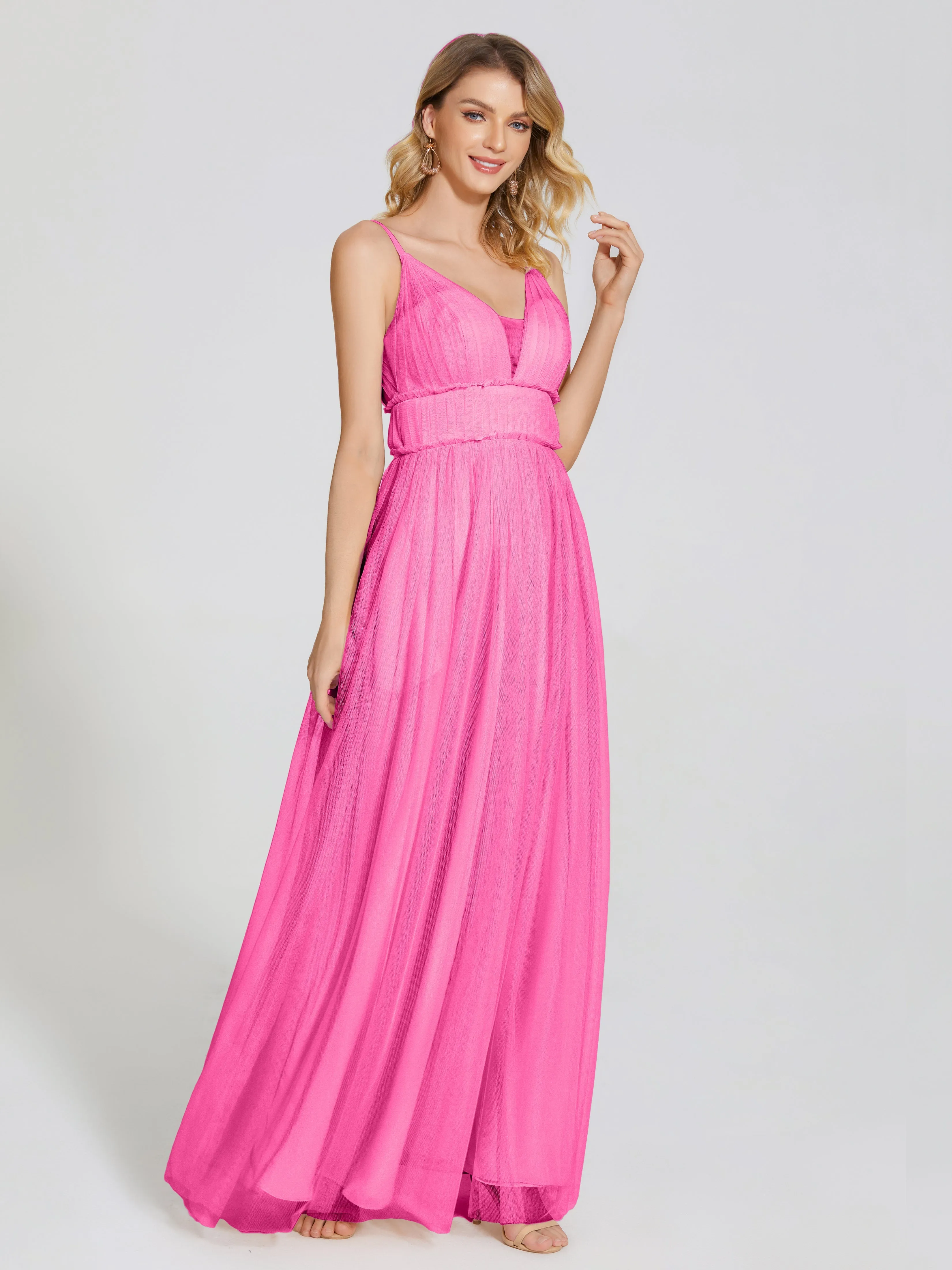 Alayna Elegant Spaghetti Straps Tulle Bridesmaid Dresses