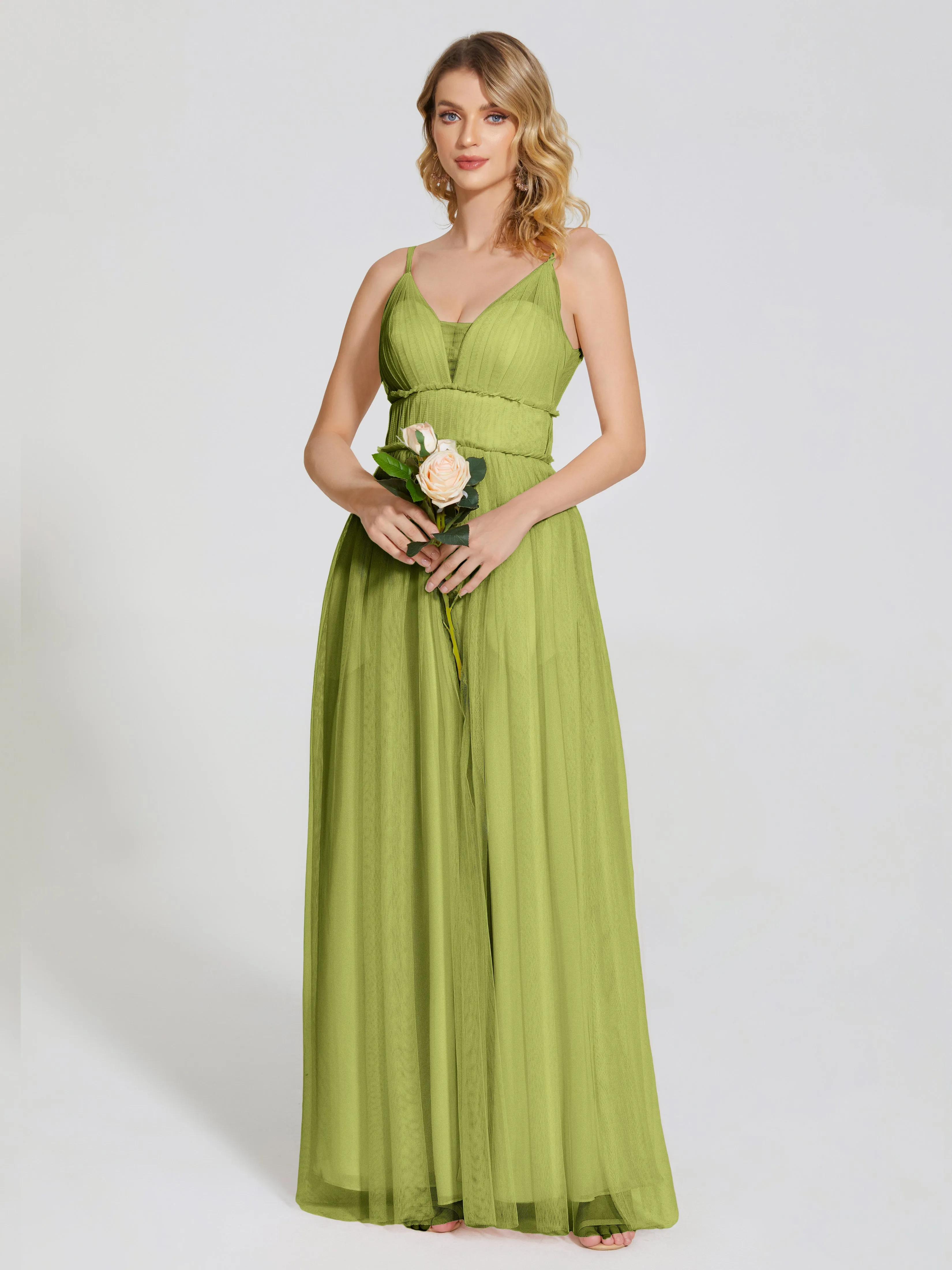 Alayna Elegant Spaghetti Straps Tulle Bridesmaid Dresses