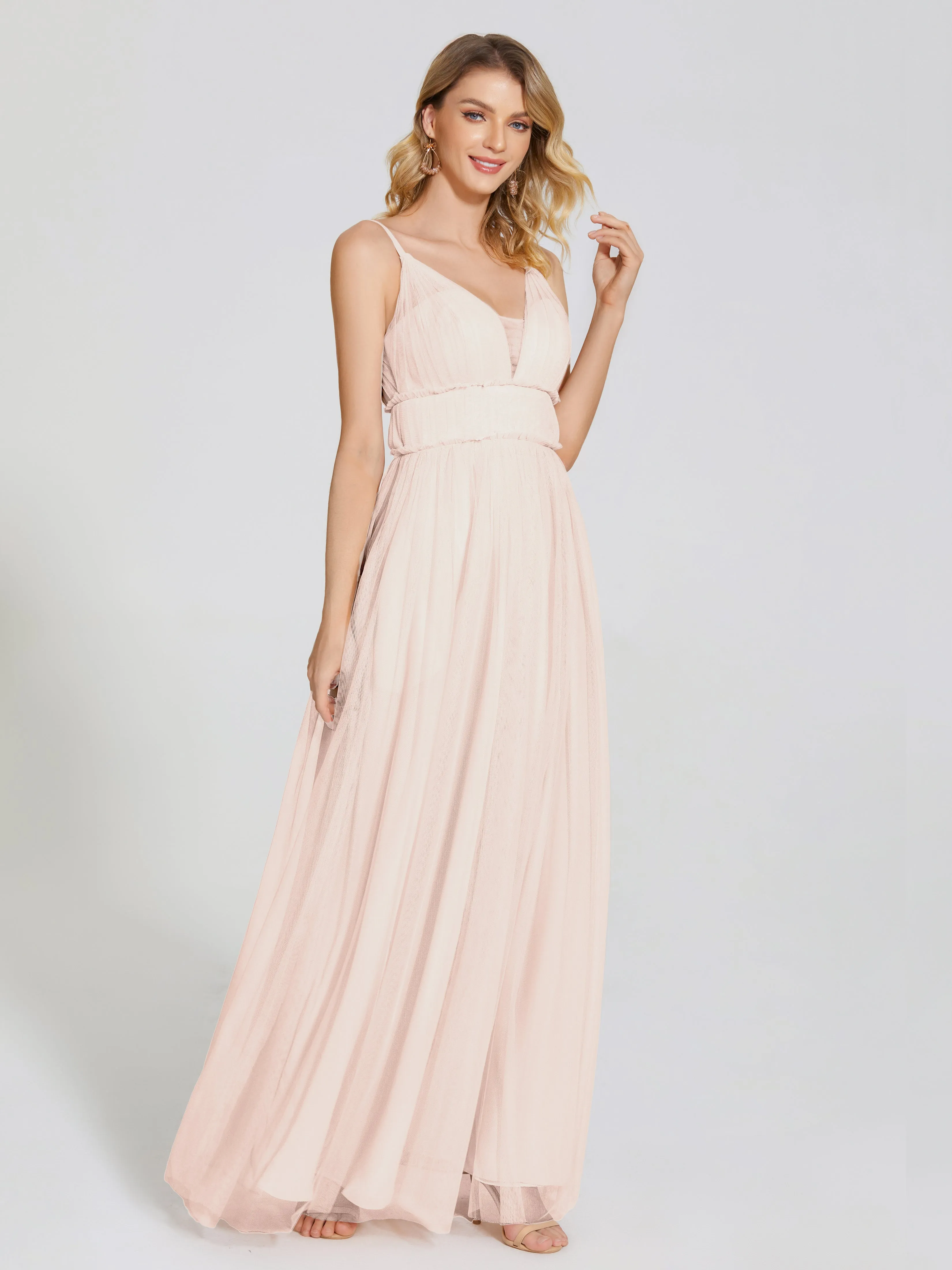 Alayna Elegant Spaghetti Straps Tulle Bridesmaid Dresses