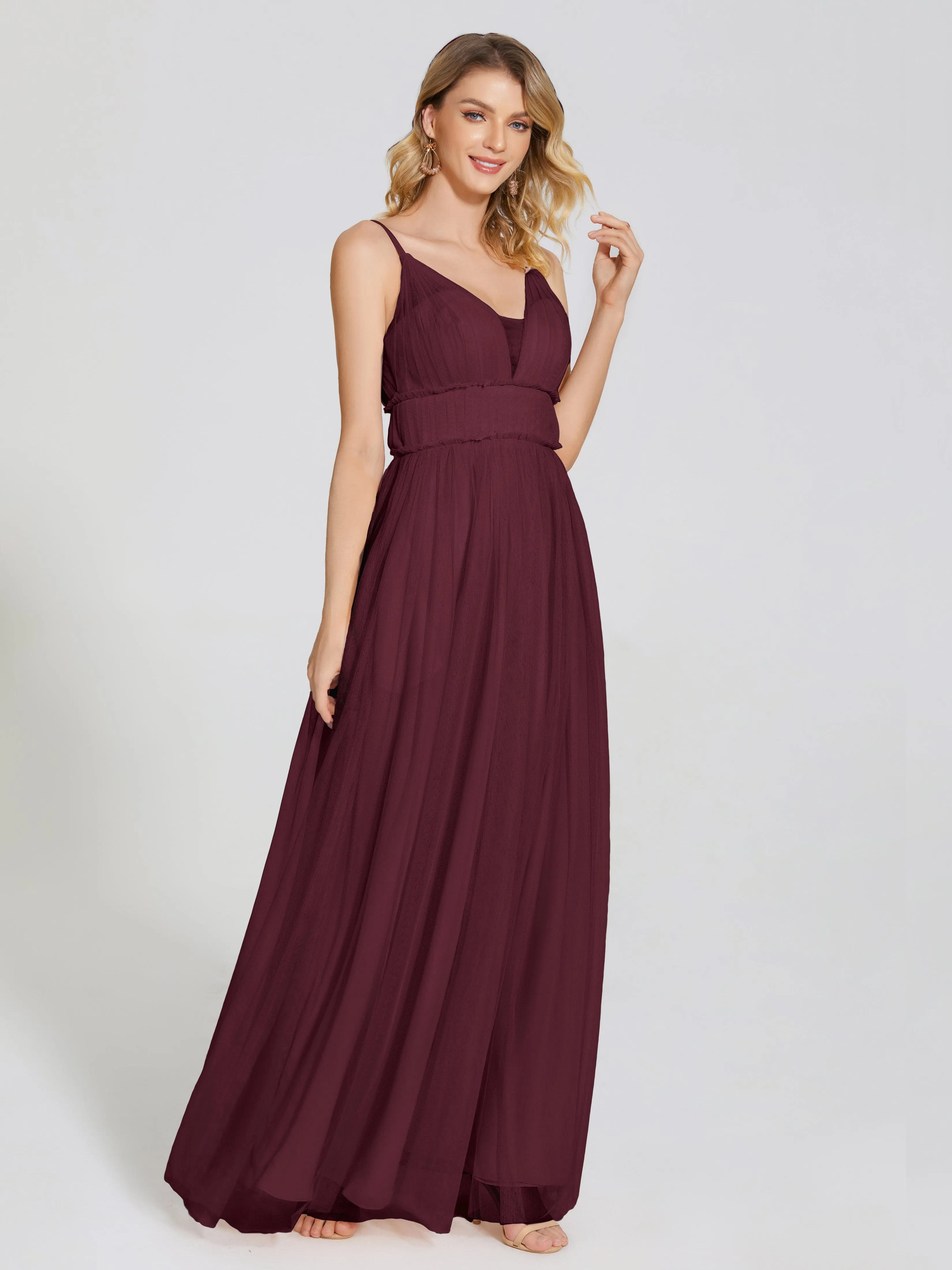 Alayna Elegant Spaghetti Straps Tulle Bridesmaid Dresses