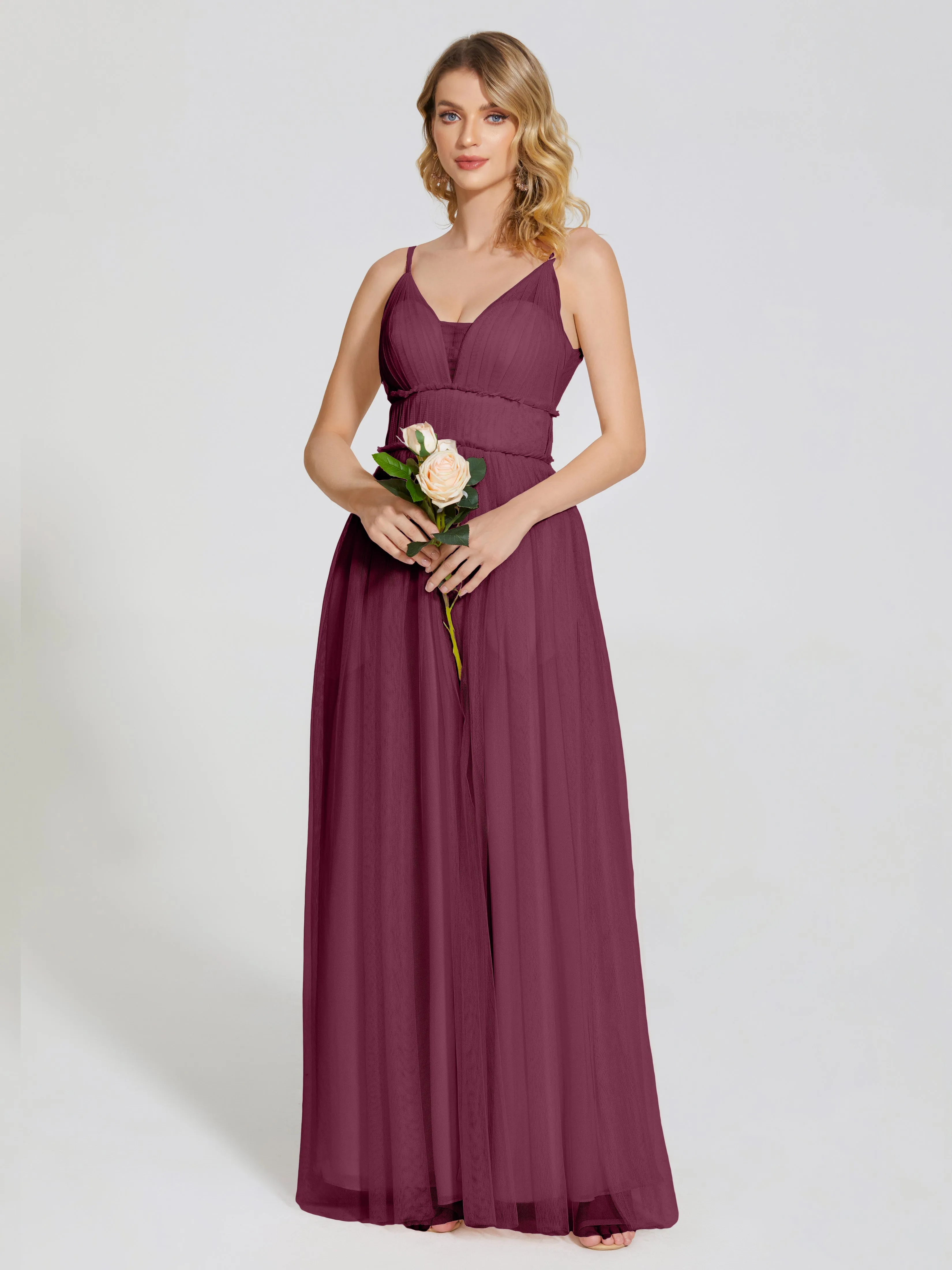 Alayna Elegant Spaghetti Straps Tulle Bridesmaid Dresses