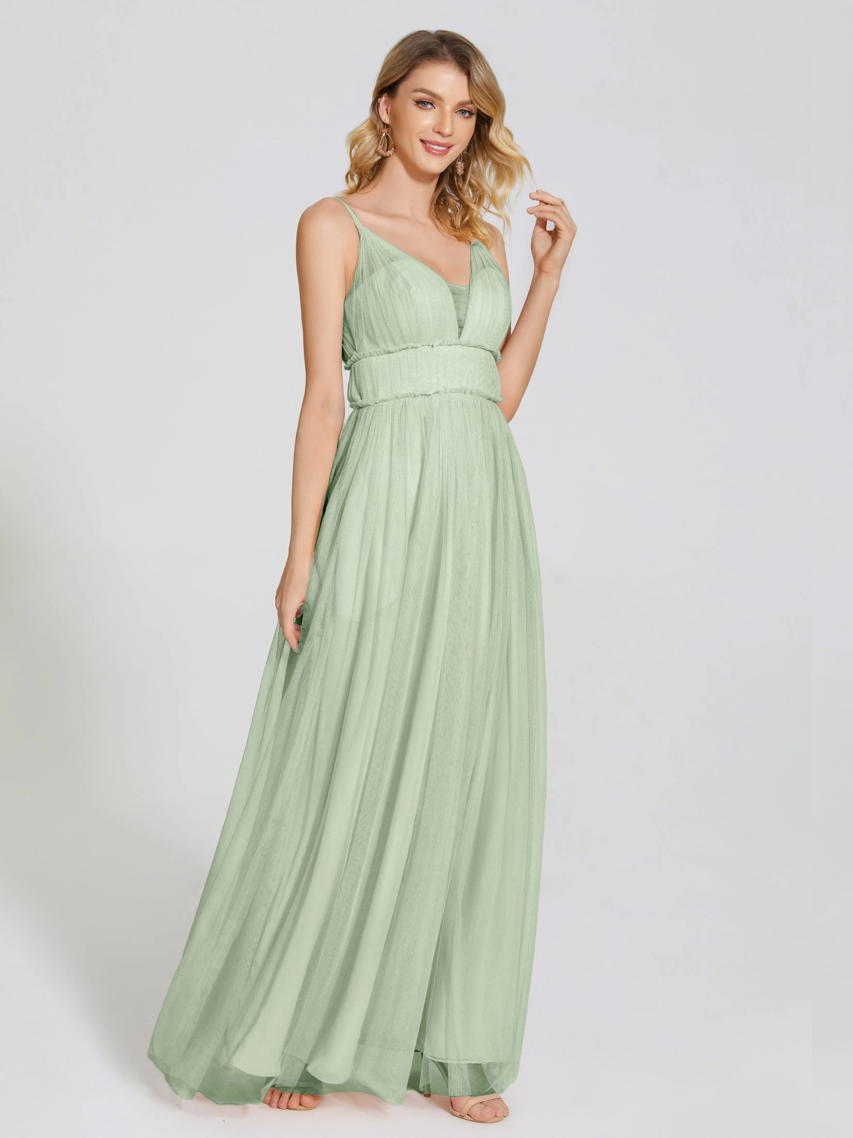 Alayna Elegant Spaghetti Straps Tulle Bridesmaid Dresses