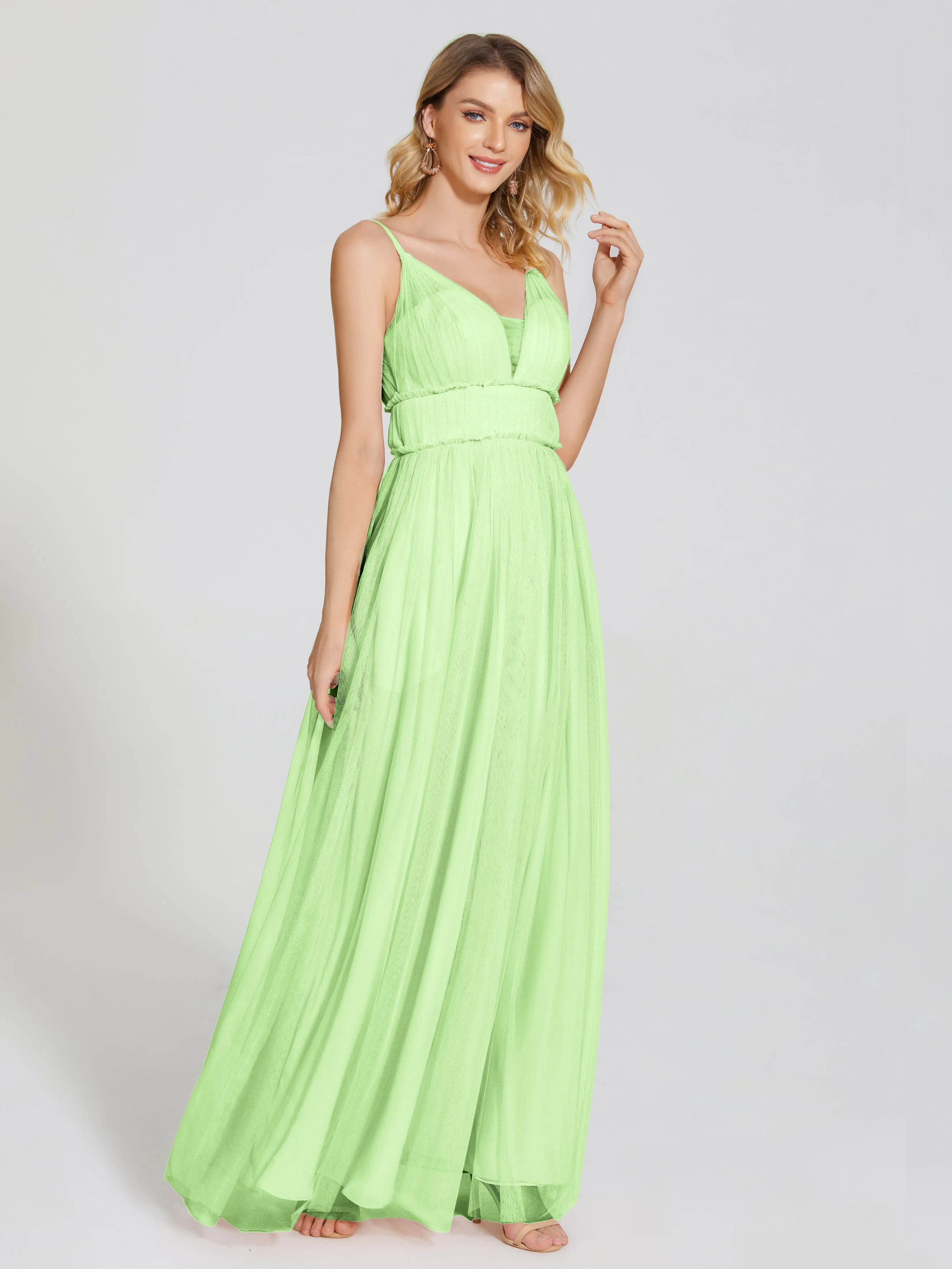 Alayna Elegant Spaghetti Straps Tulle Bridesmaid Dresses