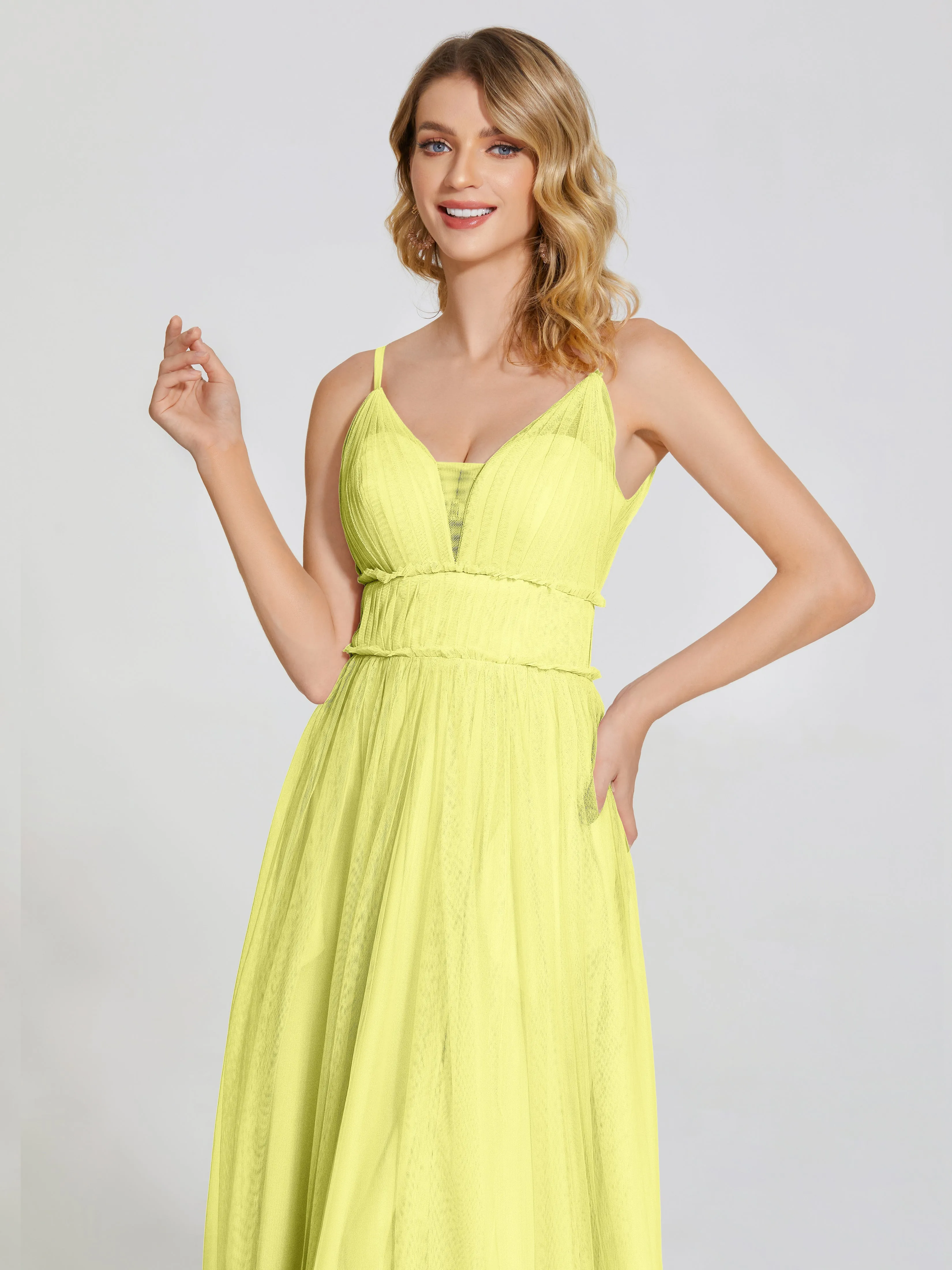 Alayna Elegant Spaghetti Straps Tulle Bridesmaid Dresses