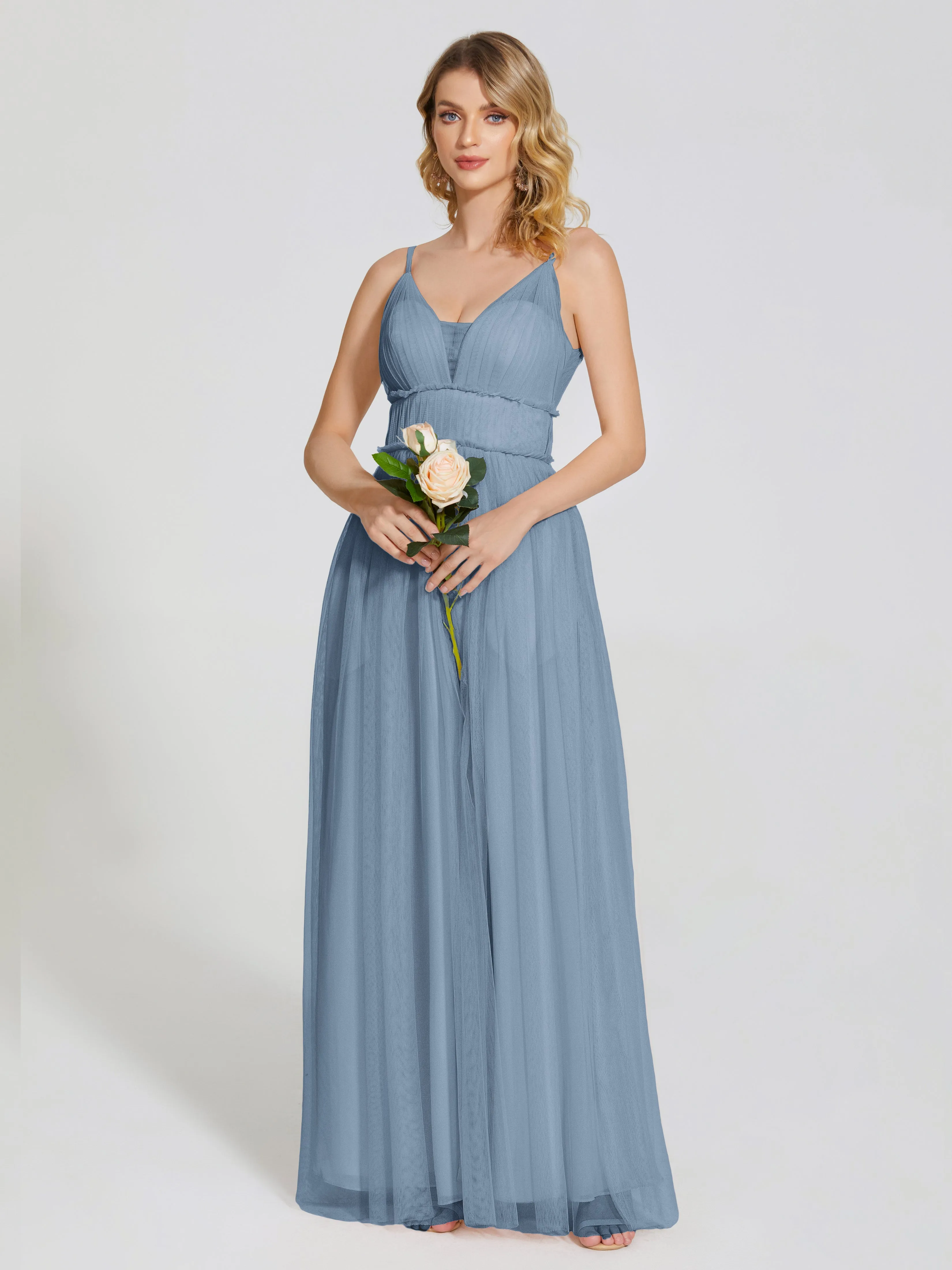 Alayna Elegant Spaghetti Straps Tulle Bridesmaid Dresses