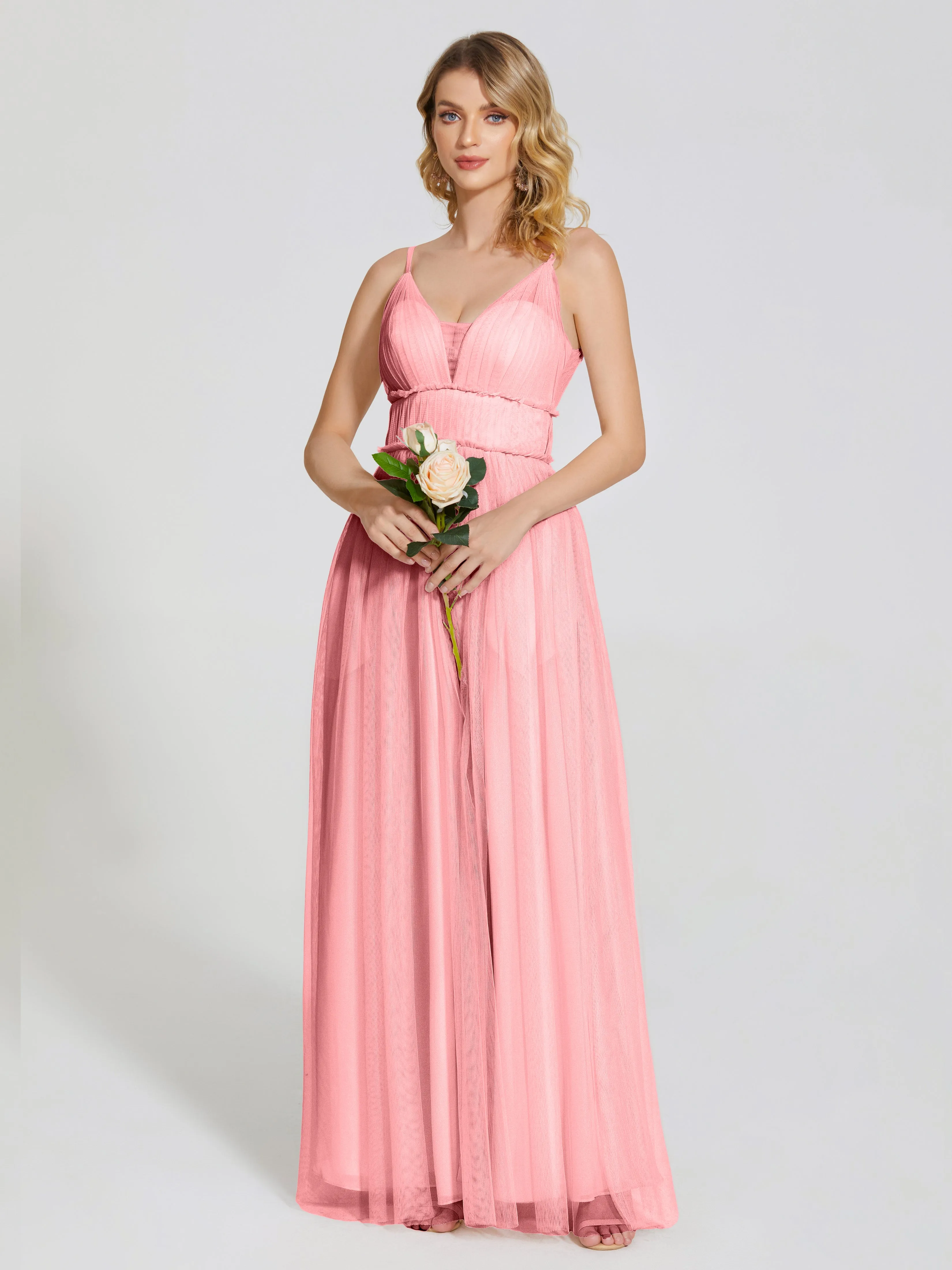 Alayna Elegant Spaghetti Straps Tulle Bridesmaid Dresses
