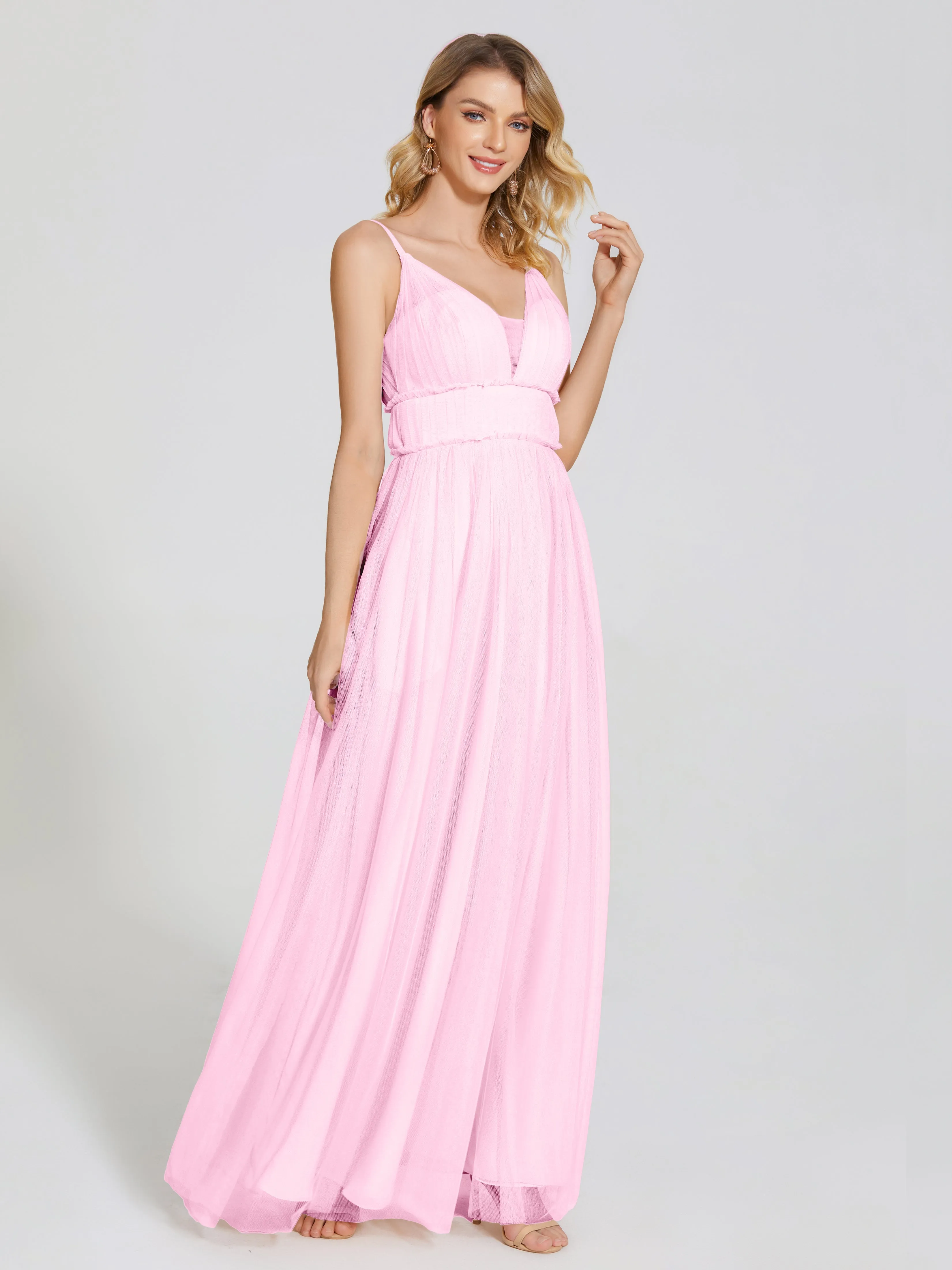 Alayna Elegant Spaghetti Straps Tulle Bridesmaid Dresses