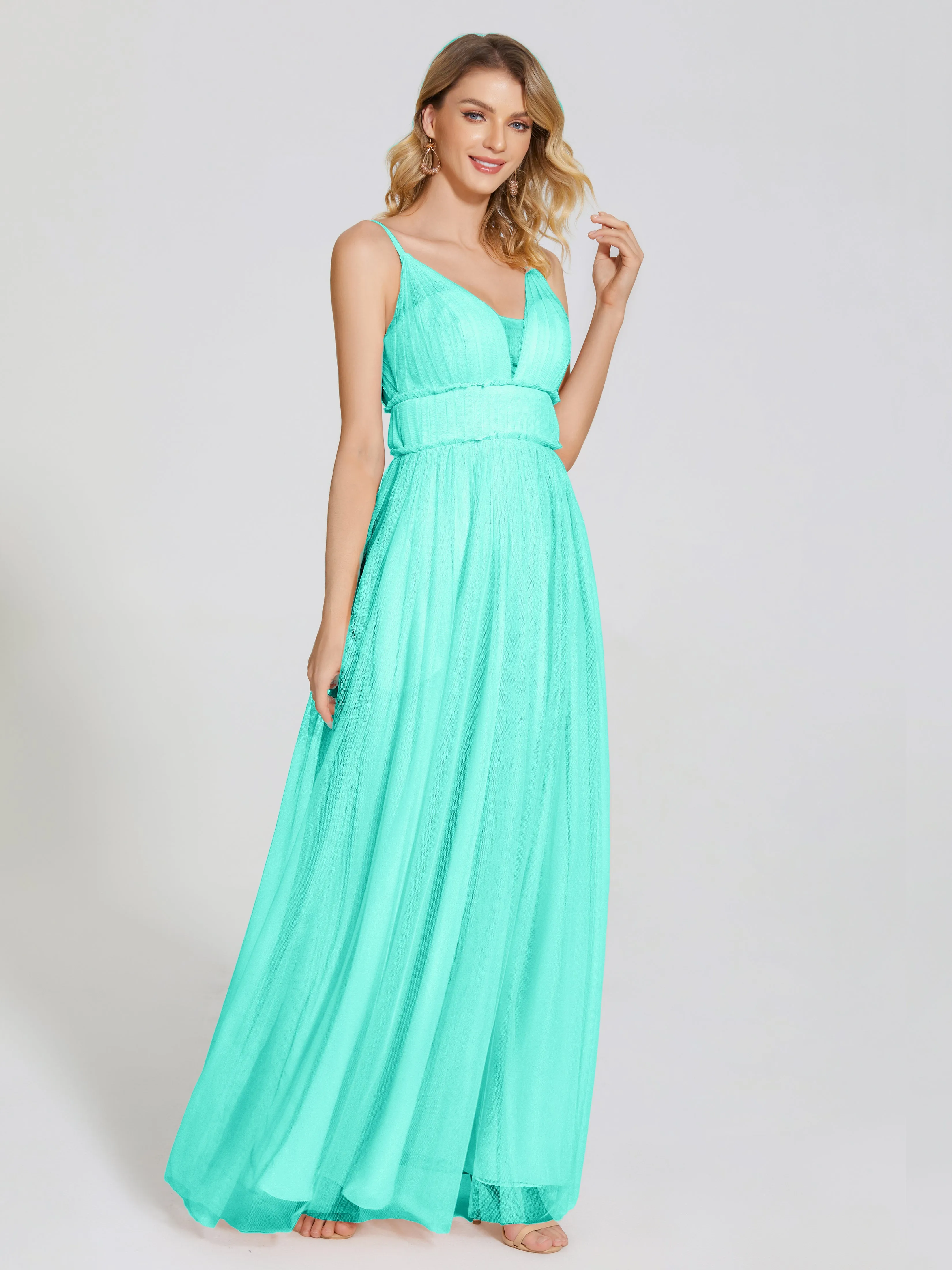 Alayna Elegant Spaghetti Straps Tulle Bridesmaid Dresses