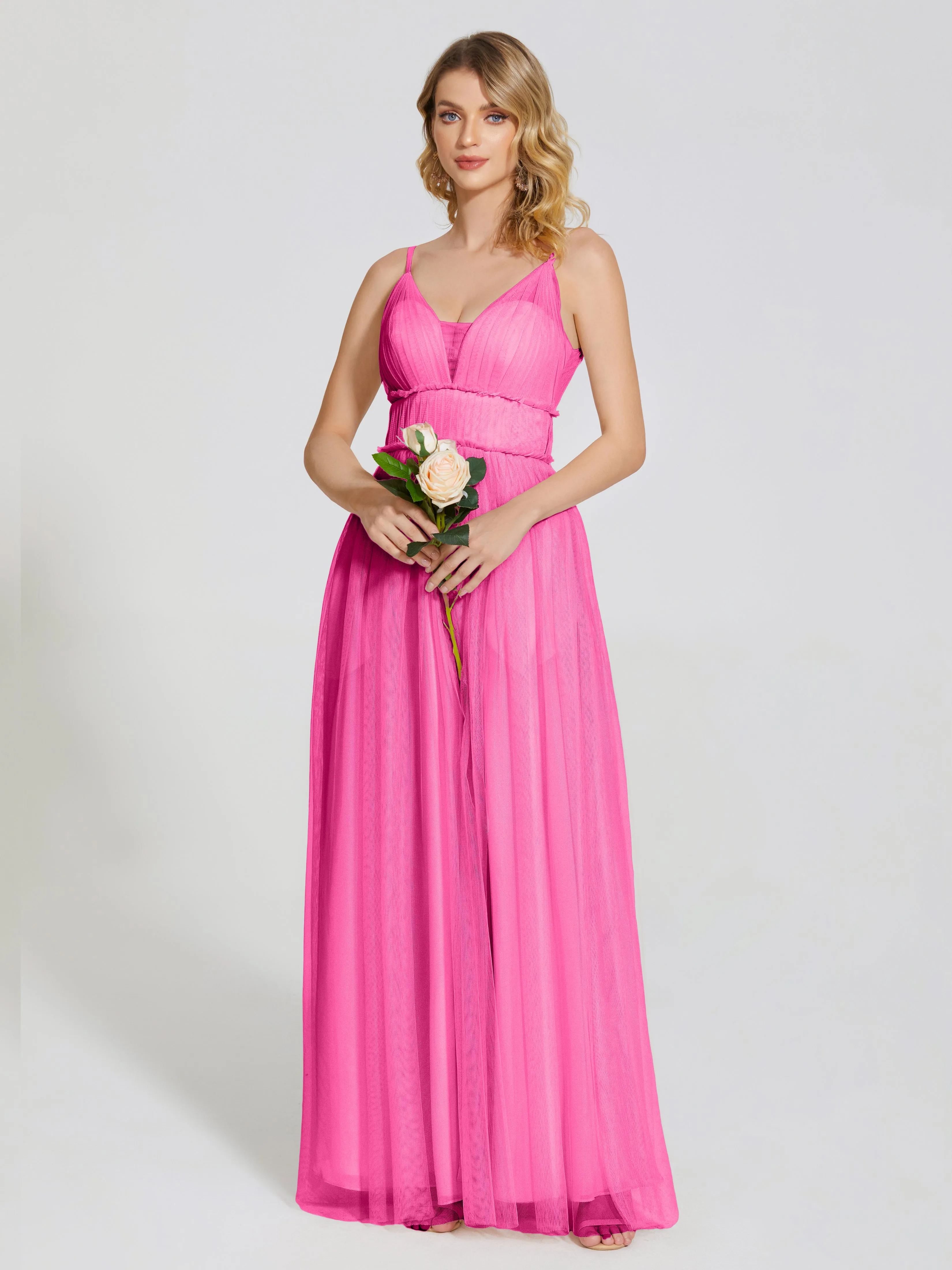 Alayna Elegant Spaghetti Straps Tulle Bridesmaid Dresses