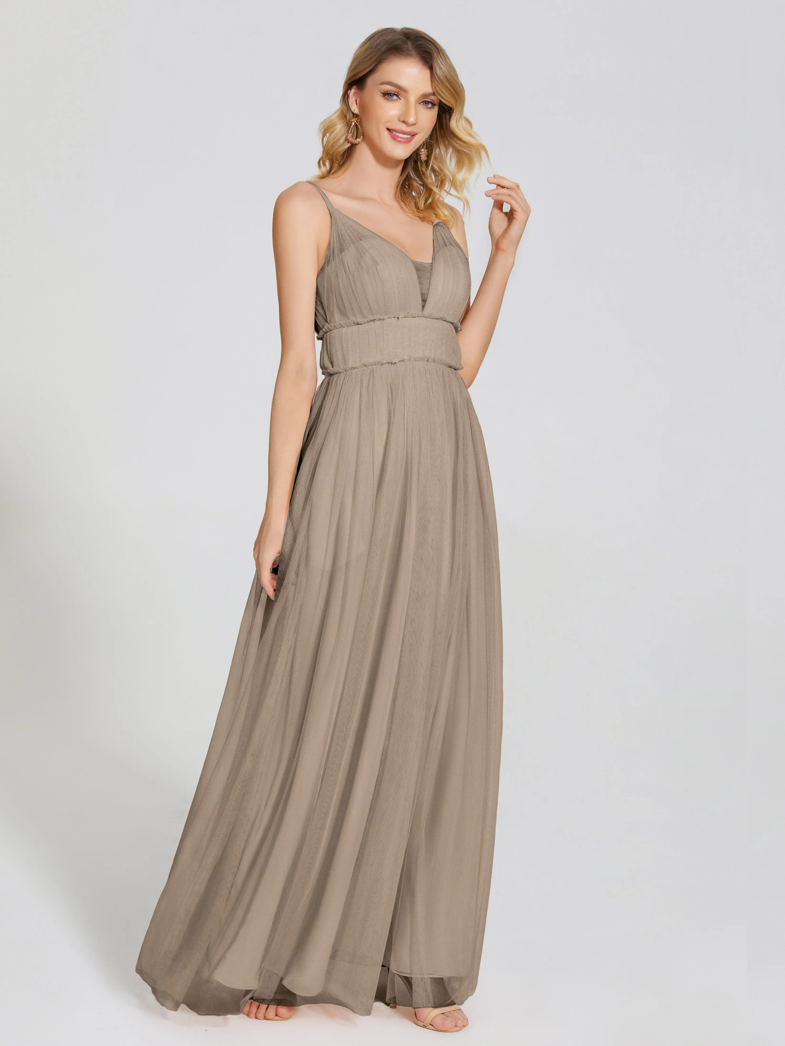 Alayna Elegant Spaghetti Straps Tulle Bridesmaid Dresses